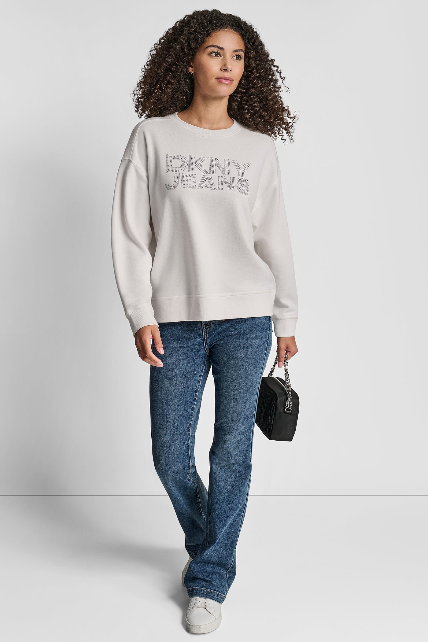 DKNY RHINESTONE STUD LOGO CREW NECK SWEATSHIRT VIEW 5 | Sweatshirts & Joggers DKNY RHINESTONE STUD LOGO CREW NECK SWEATSHIRT VIEW 5 | Sweatshirts & Joggers