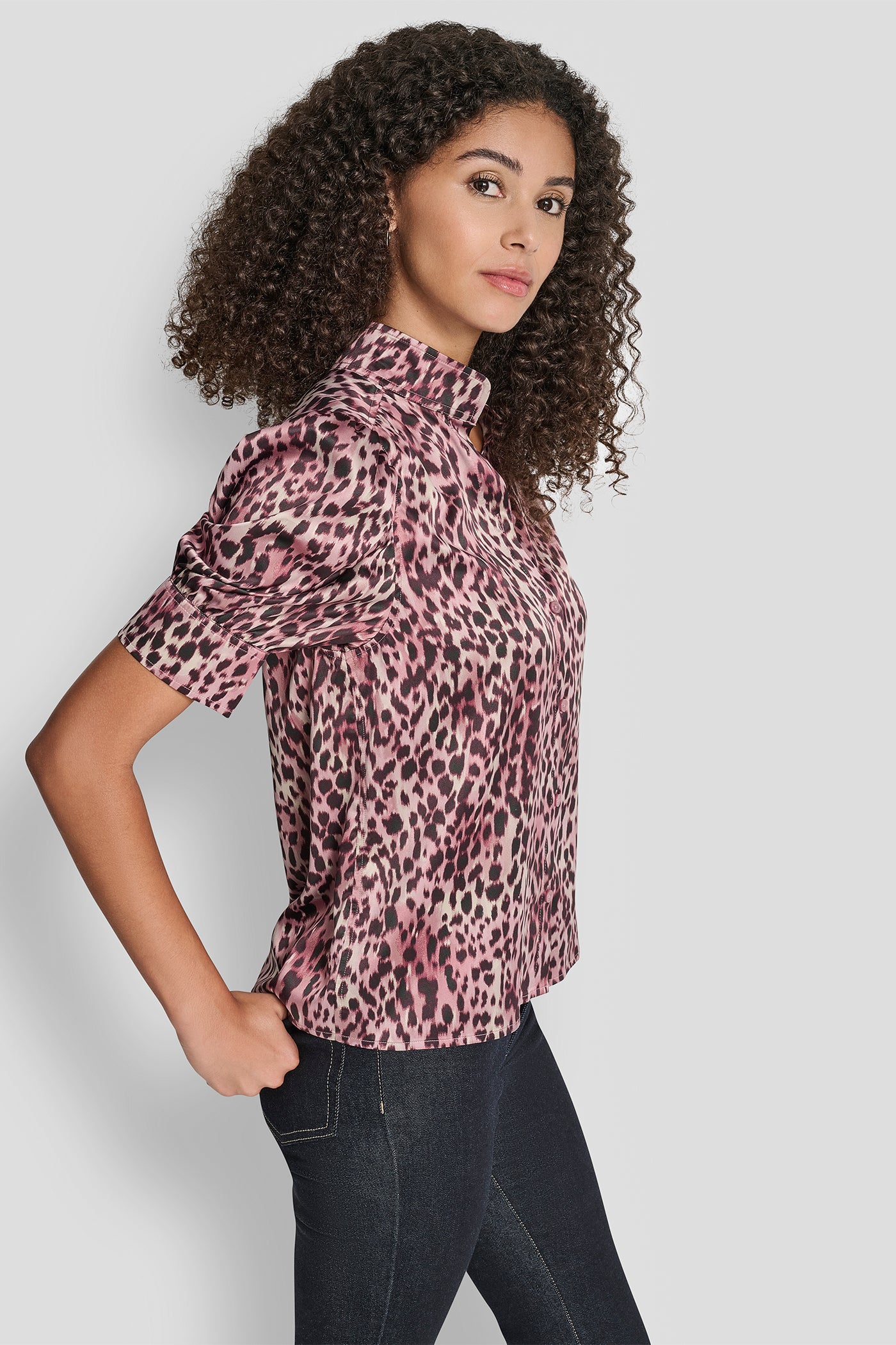 PUFF SLEEVE SHIRT WITH STAND COLLAR VIEW 3 | New Arrivals PUFF SLEEVE SHIRT WITH STAND COLLAR VIEW 3 | New Arrivals