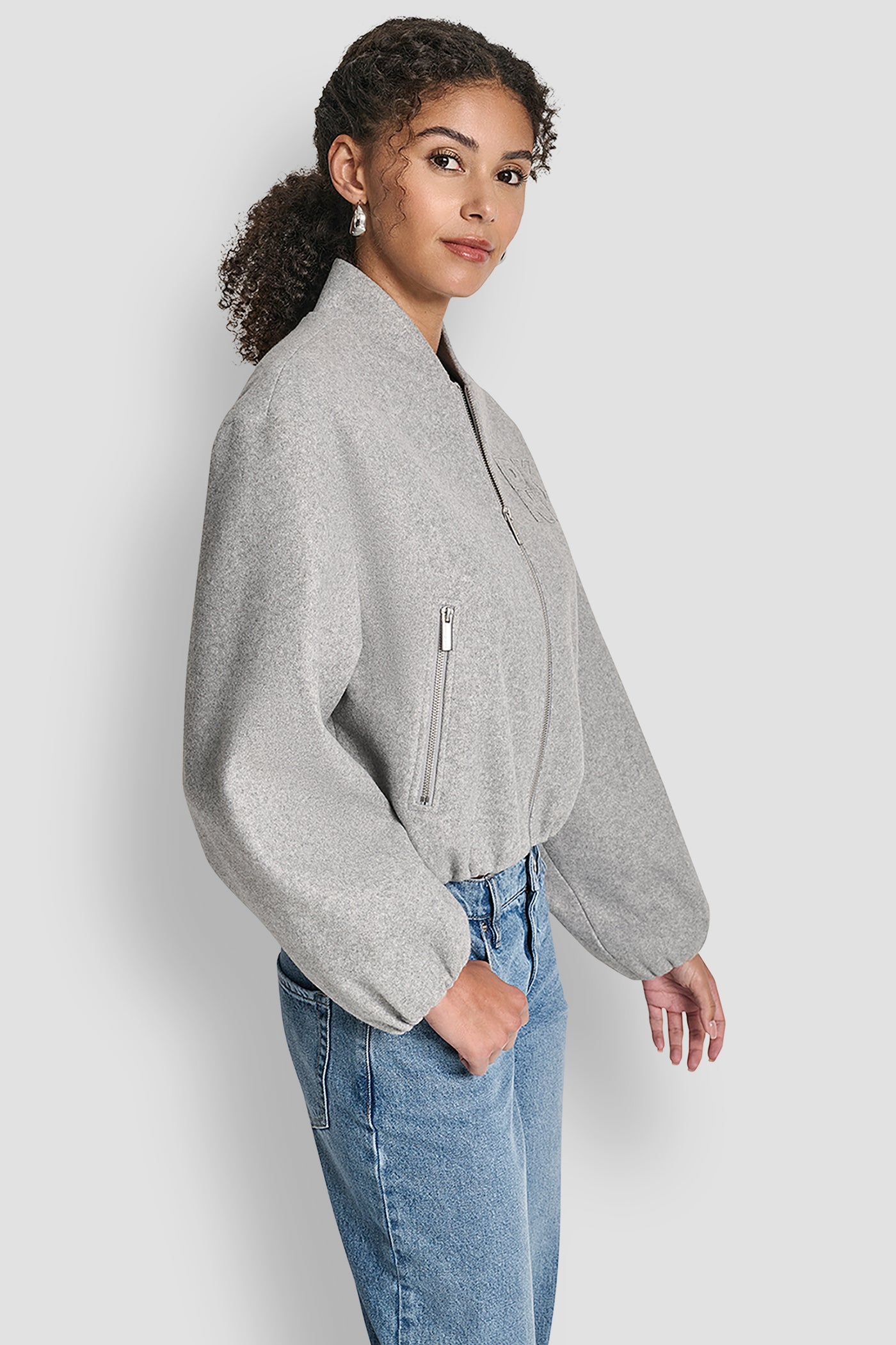 ZIP FRONT BOMBER JACKET WITH SELF APPLIQUE LOGO VIEW 3 | Clothing ZIP FRONT BOMBER JACKET WITH SELF APPLIQUE LOGO VIEW 3 | Clothing
