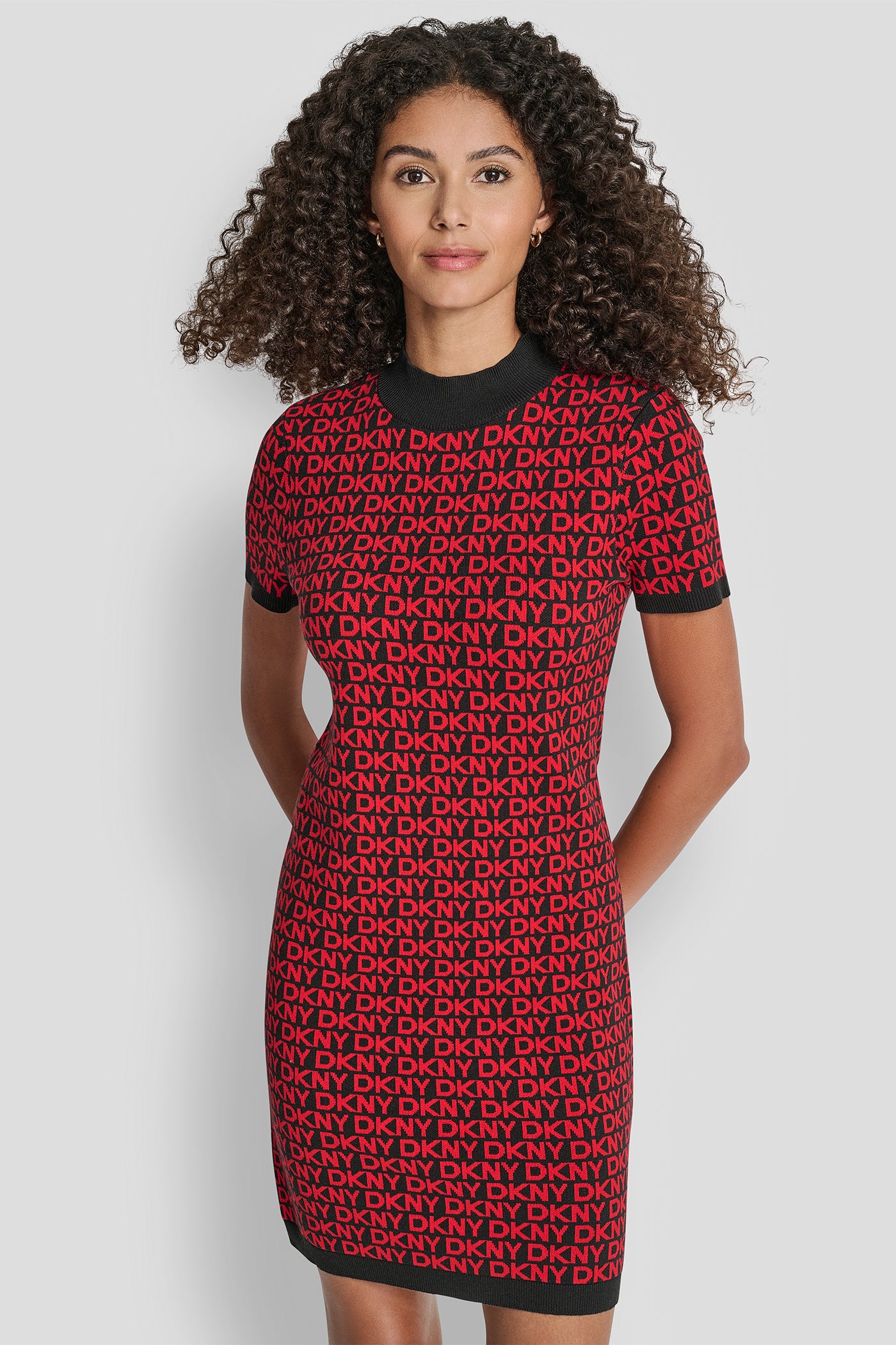 LOGO JACQUARD BALLET SLEEVE MOCK NECK SHORT DRESS VIEW 4 | Dresses & Jumpsuits LOGO JACQUARD BALLET SLEEVE MOCK NECK SHORT DRESS VIEW 4 | Dresses & Jumpsuits