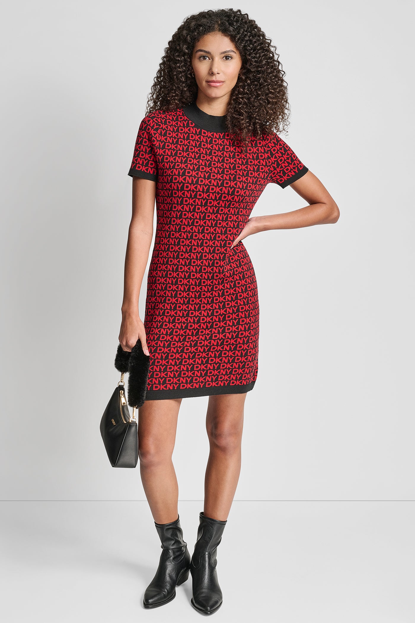 LOGO JACQUARD BALLET SLEEVE MOCK NECK SHORT DRESS VIEW 6 | Dresses & Jumpsuits LOGO JACQUARD BALLET SLEEVE MOCK NECK SHORT DRESS VIEW 6 | Dresses & Jumpsuits