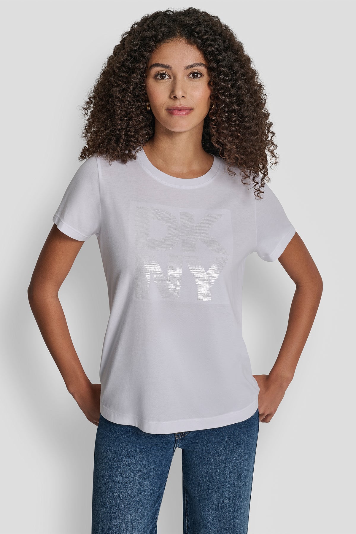 Dkny Sequin Logo Crew Neck Tee | Tee | DKNY