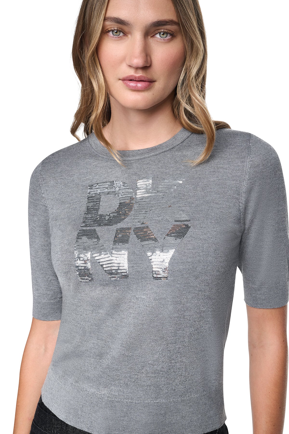 ELBOW SLEEVE SEQUIN LOGO SWEATER View 1 | New clothing ELBOW SLEEVE SEQUIN LOGO SWEATER View 1 | New clothing