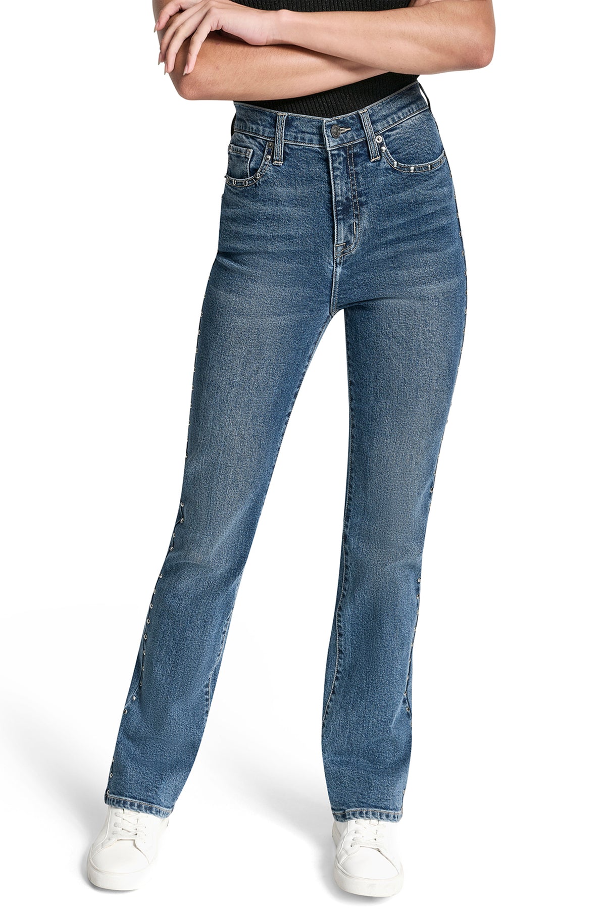 HIGH-RISE STUDDED BOOTCUT JEAN View 1 | Pants & Denim HIGH-RISE STUDDED BOOTCUT JEAN View 1 | Pants & Denim