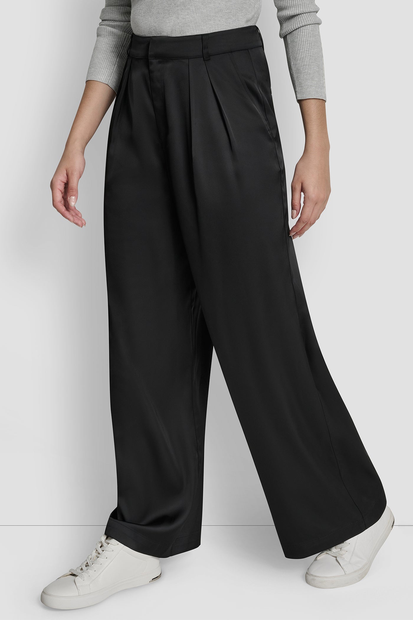 High Rise Pleated Wide Leg Trouser | Trouser | DKNY