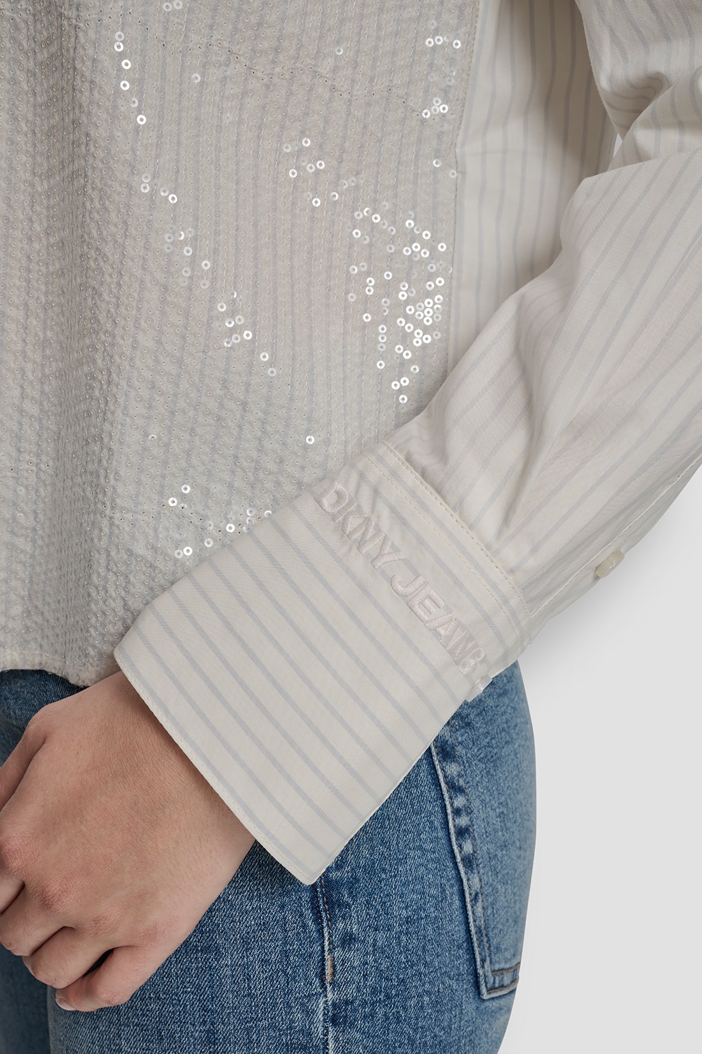 POPLIN BUTTON FRONT SHIRT WITH SEQUINS VIEW 6 | Women's Clearance POPLIN BUTTON FRONT SHIRT WITH SEQUINS VIEW 6 | Women's Clearance
