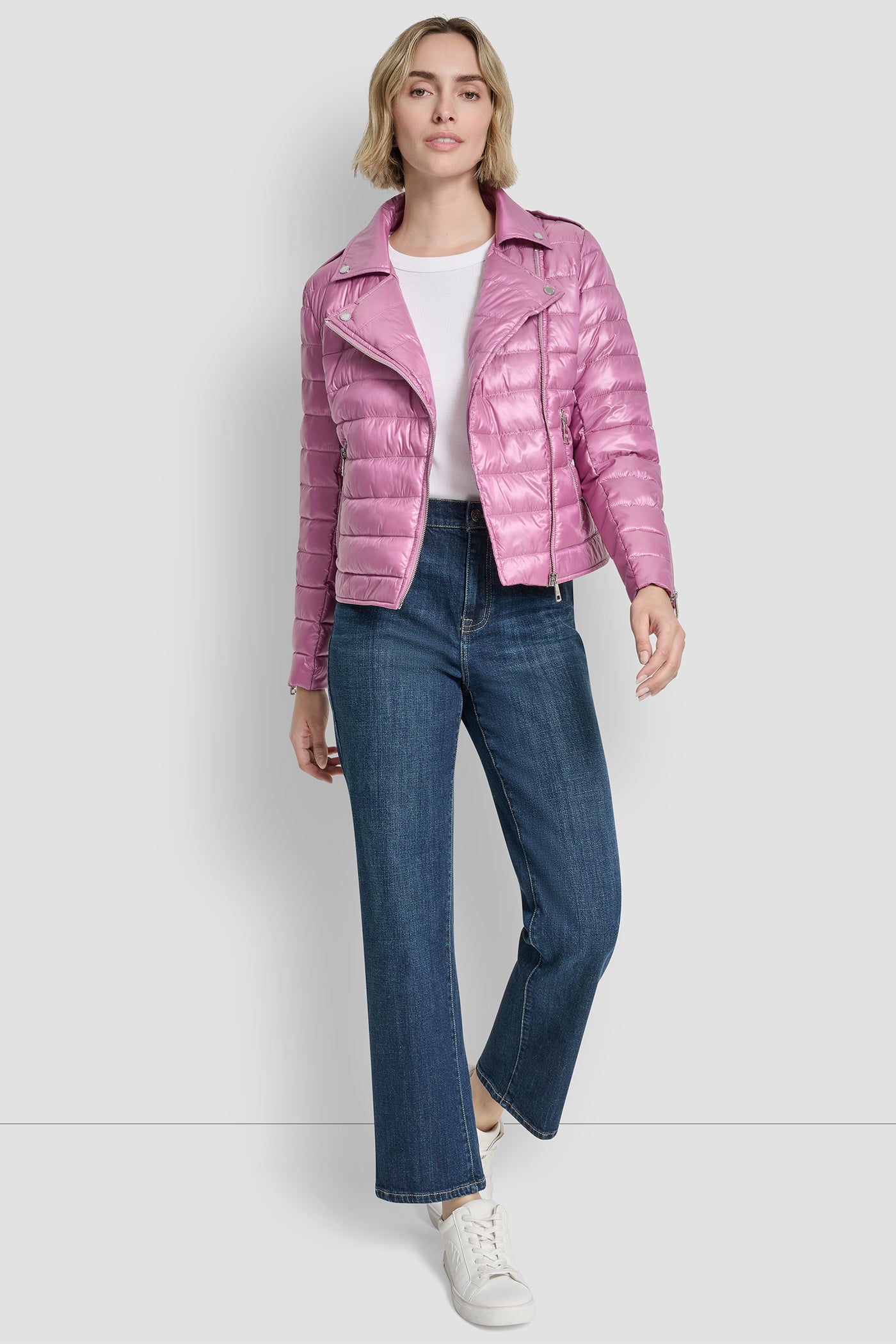 MOTO STYLE LIGHT WEIGHT PUFFER JACKET View 2 | Women's Clearance MOTO STYLE LIGHT WEIGHT PUFFER JACKET View 2 | Women's Clearance