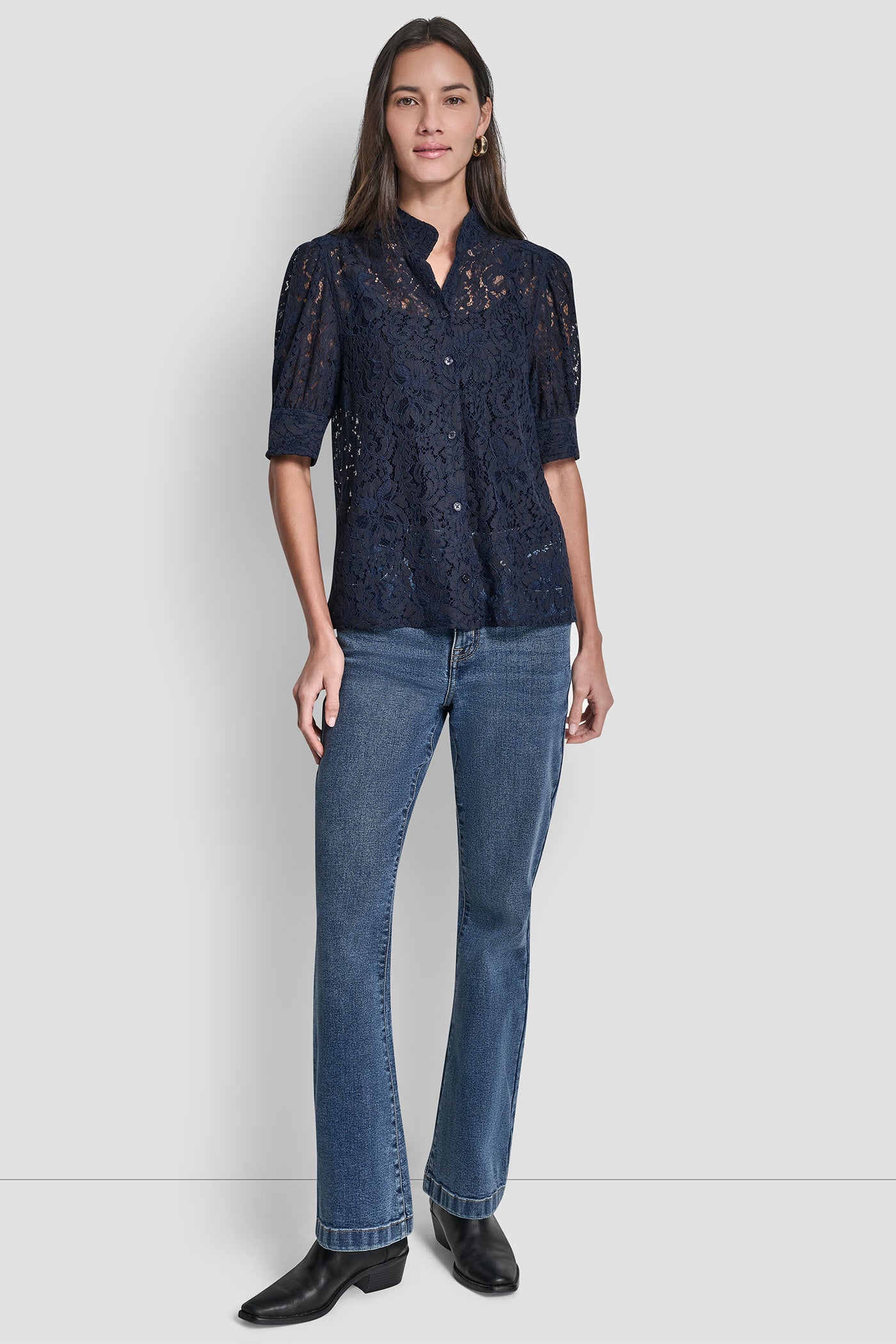 Lace Puff Sleeve Shirt | Blouse | DKNY