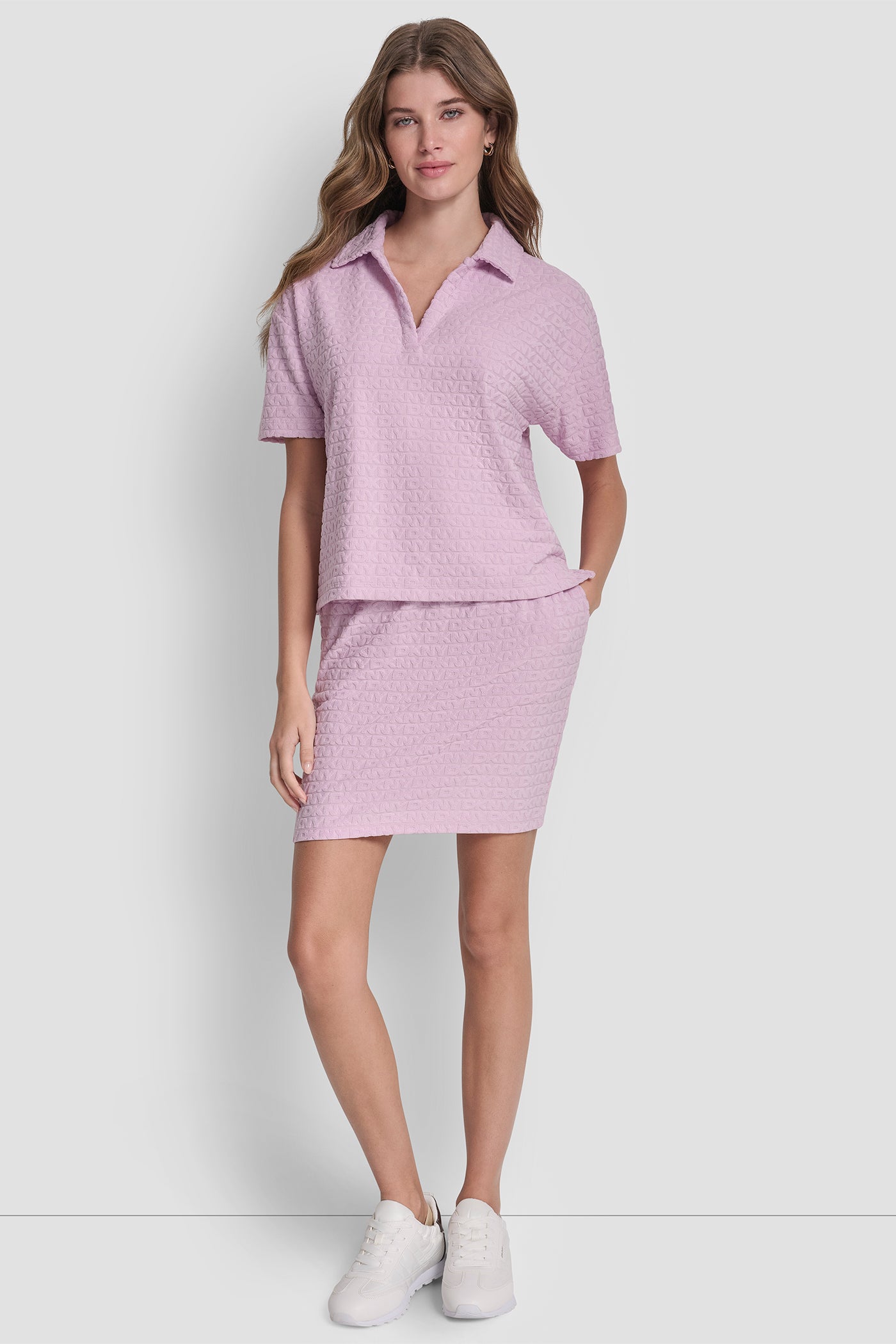 LOGO JACQUARD BOXY POLO TEE View 2 | Skirts LOGO JACQUARD BOXY POLO TEE View 2 | Skirts