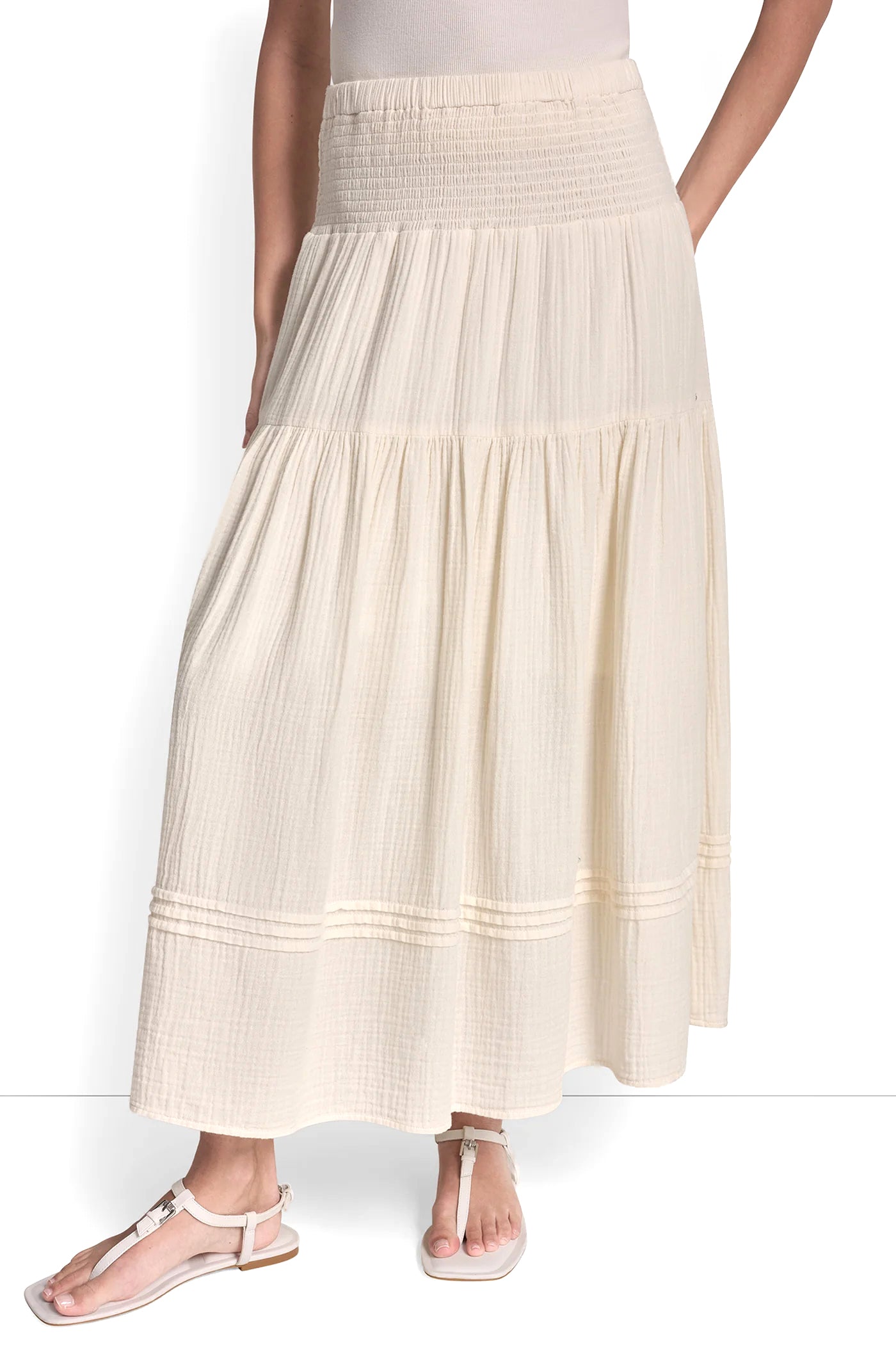 SMOCKED WAIST MAXI TIERED SKIRT View 2 | Skirts SMOCKED WAIST MAXI TIERED SKIRT View 2 | Skirts