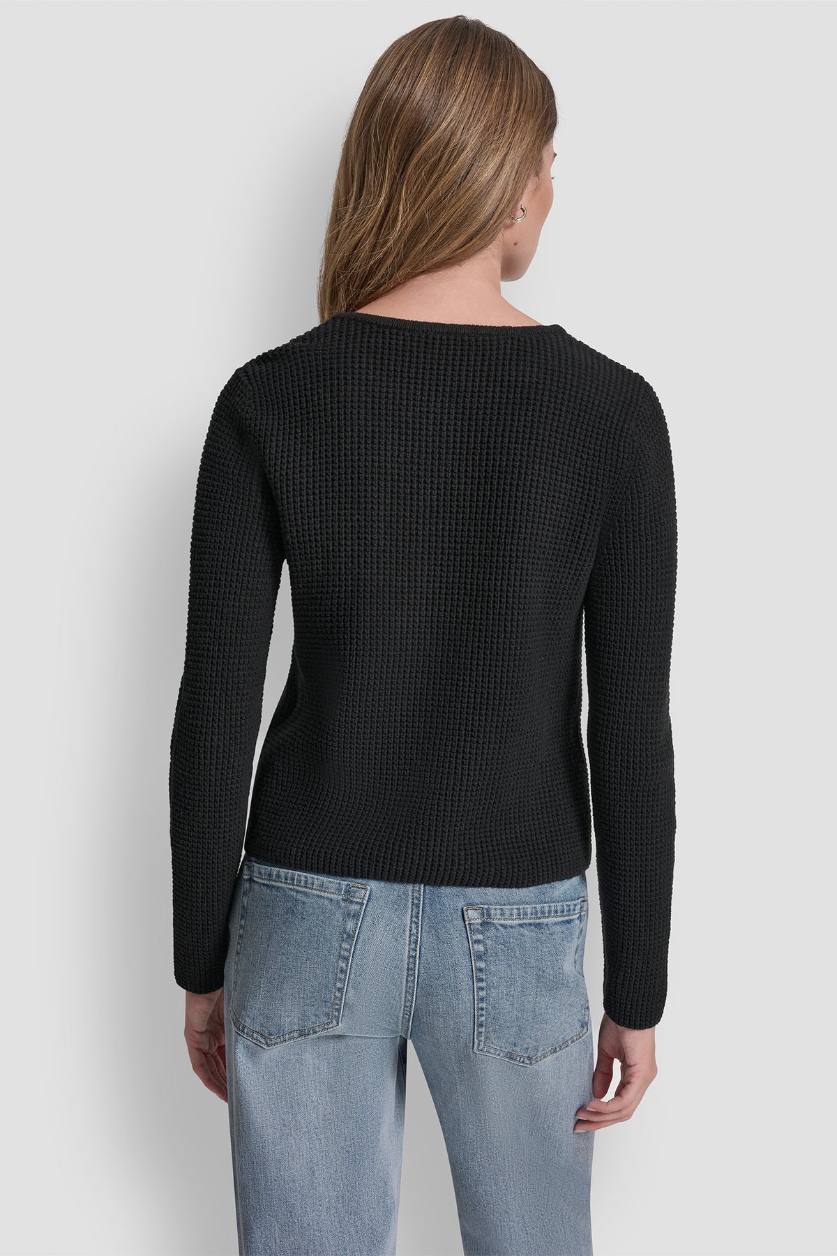 Tuck Stitch Crew Neck Cardigan | Cardigan | DKNY