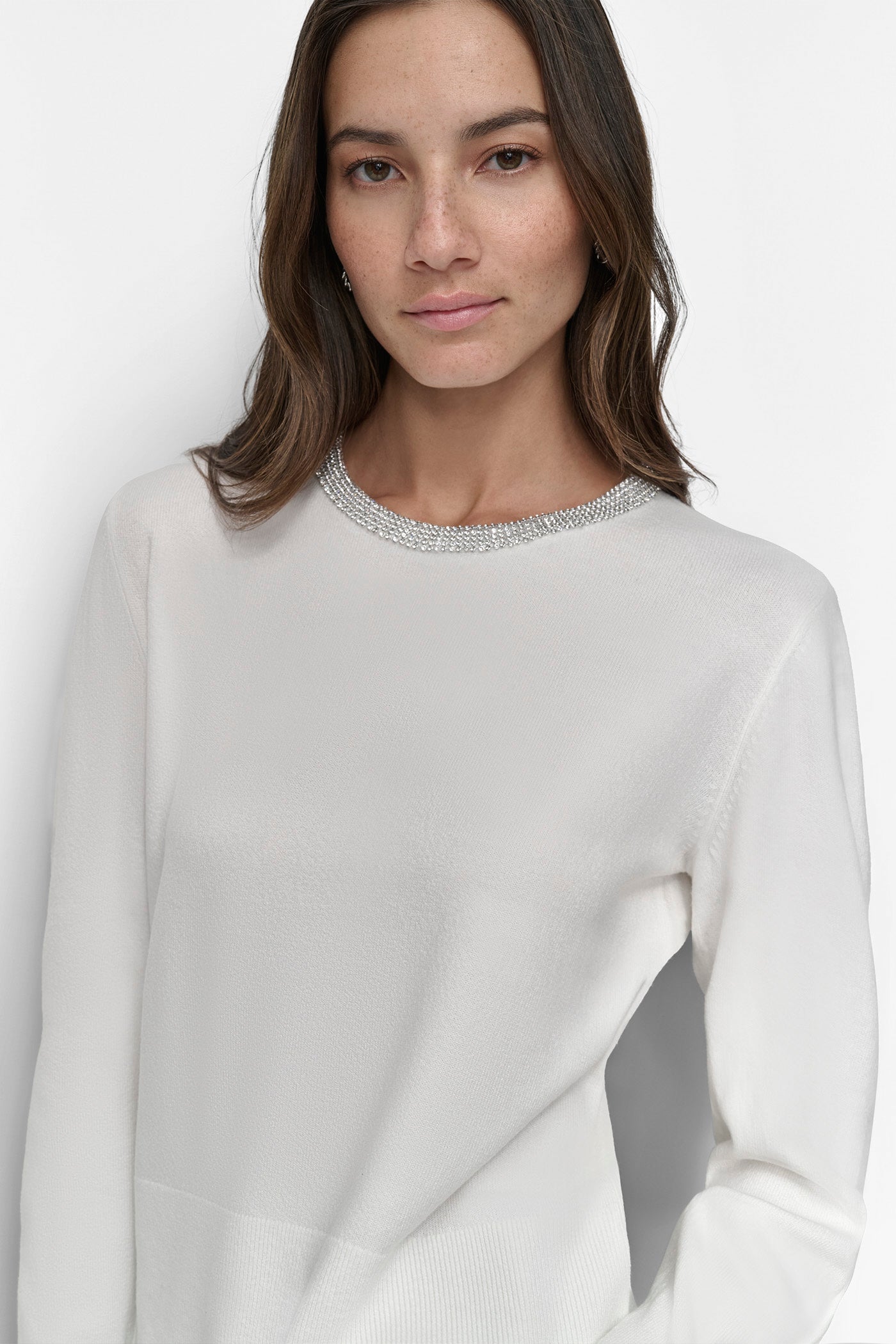CREW NECK WITH RHINESTONE TRIM AT NECK VIEW 5 | Cyber Deals CREW NECK WITH RHINESTONE TRIM AT NECK VIEW 5 | Cyber Deals
