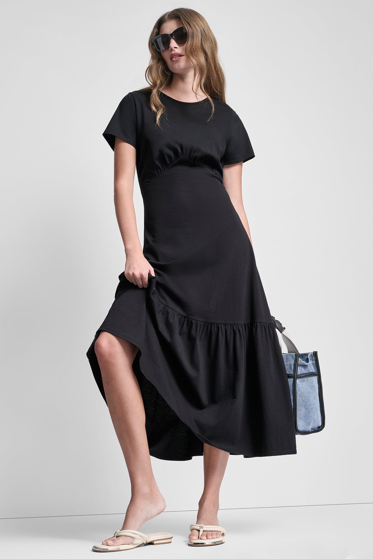 black dkny dress Ruched Bodice Tiered Maxi “Queen Nalae” Halter Tie Color:Lilac strawberries outfit Long sleeves