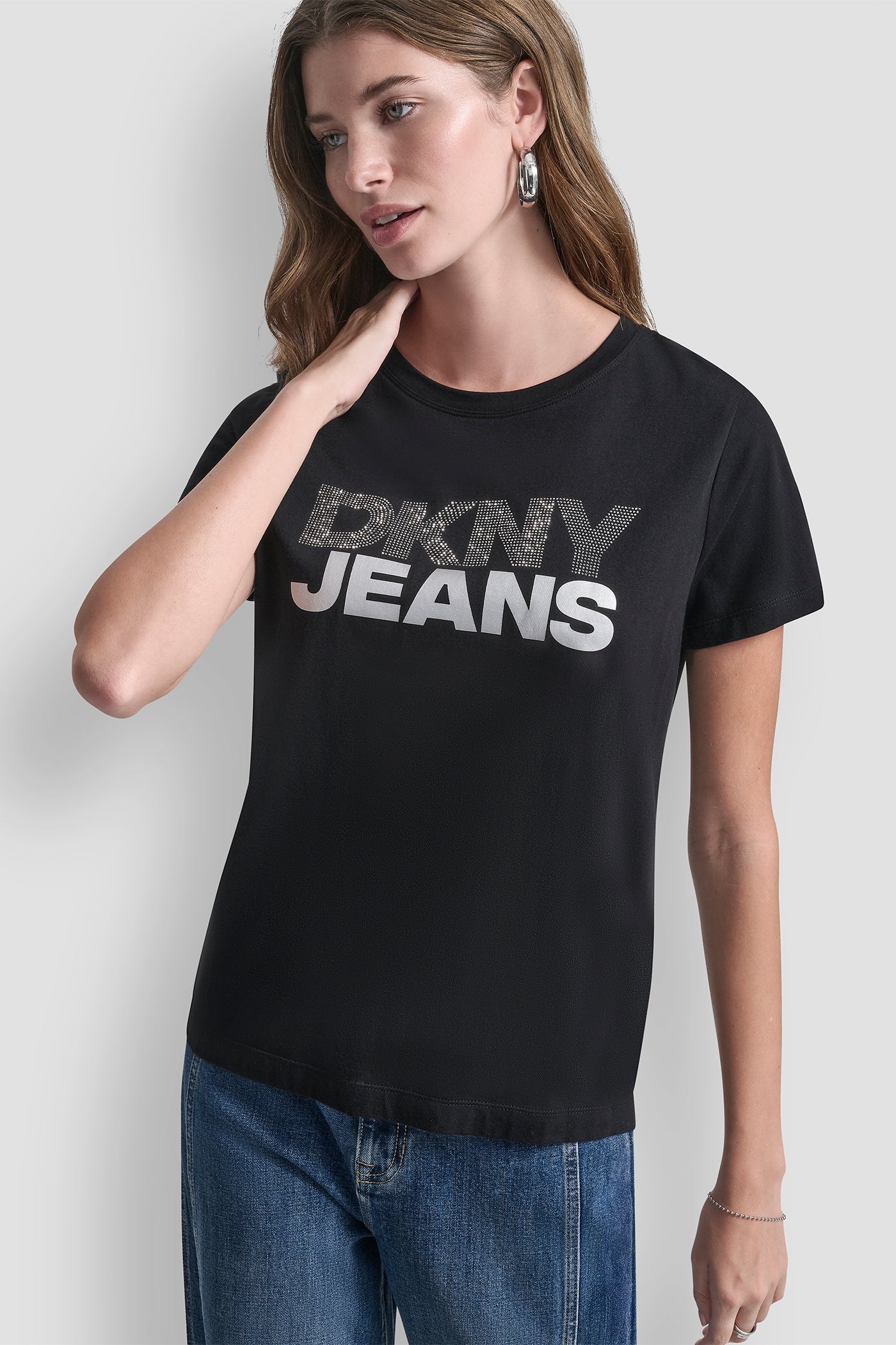 DKNY JEANS STACKED RHINESTONE TEE View 2 | DKNY25 DKNY JEANS STACKED RHINESTONE TEE View 2 | DKNY25