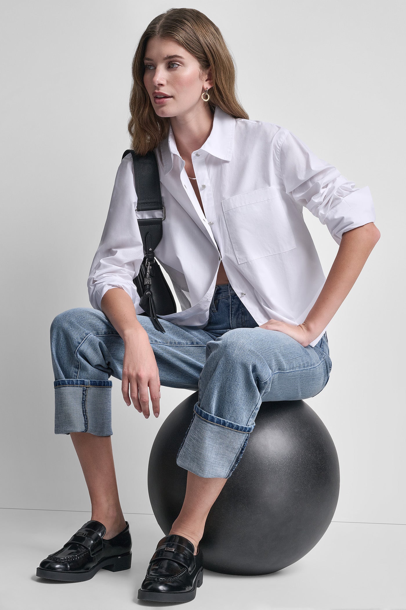 POPLIN SHIRT WITH RHINESTONE BUTTONS View 1 | DKNY25 POPLIN SHIRT WITH RHINESTONE BUTTONS View 1 | DKNY25