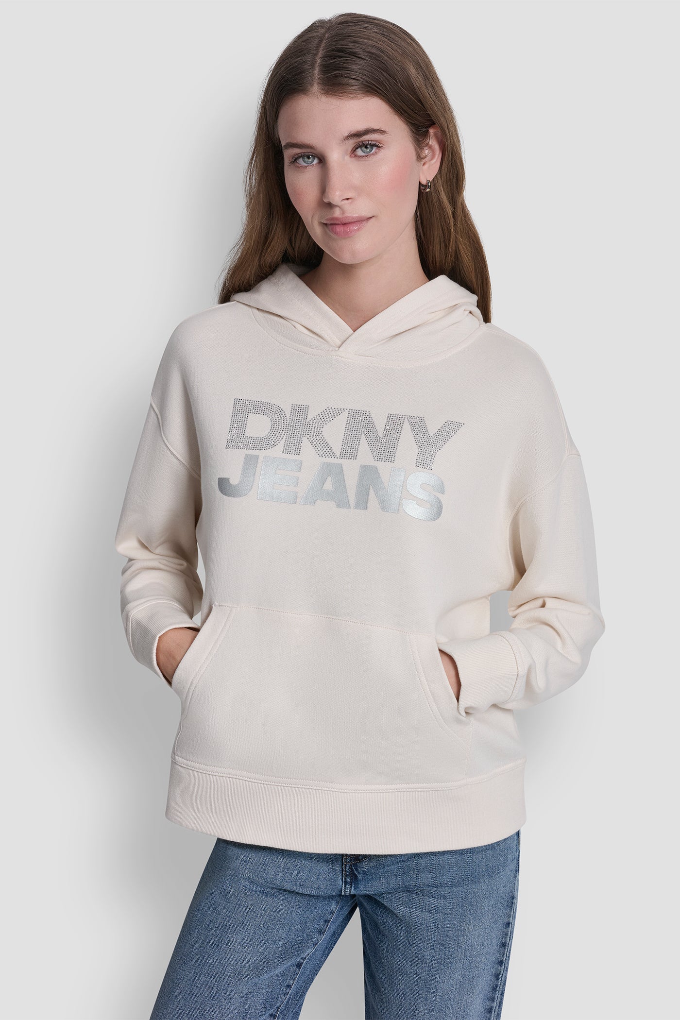 STACKED RHINESTONE FOIL LOGO HOODIE View 2 | Women's Clearance STACKED RHINESTONE FOIL LOGO HOODIE View 2 | Women's Clearance