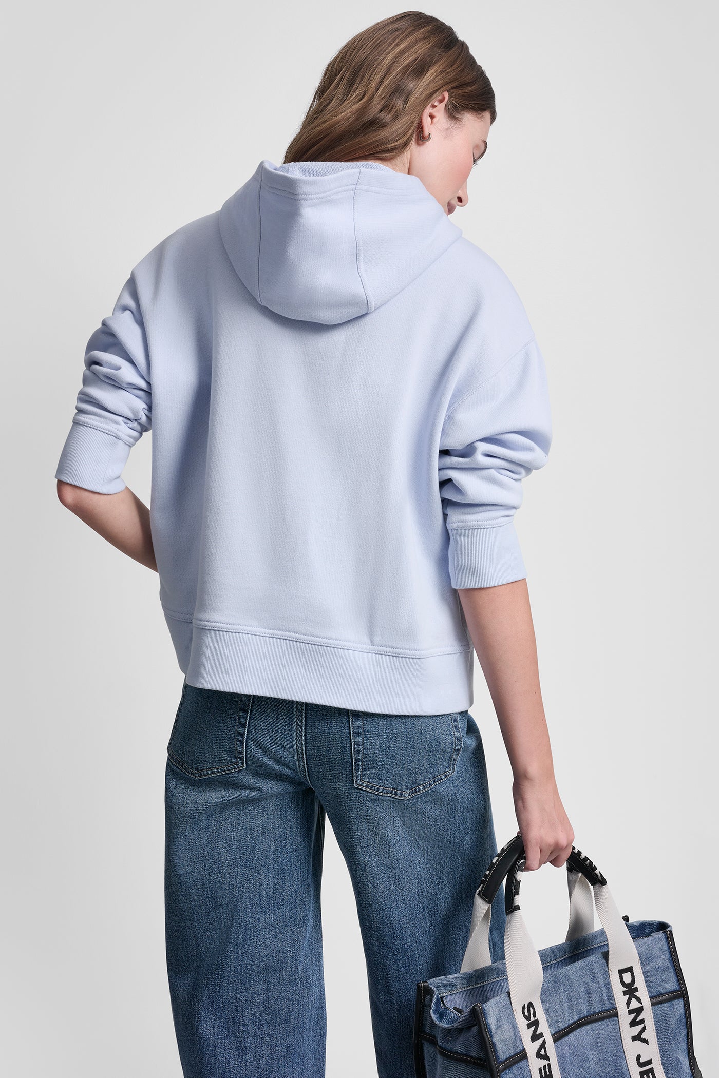 Stacked Rhinestone Foil Logo Hoodie | Sweatshirt | DKNY