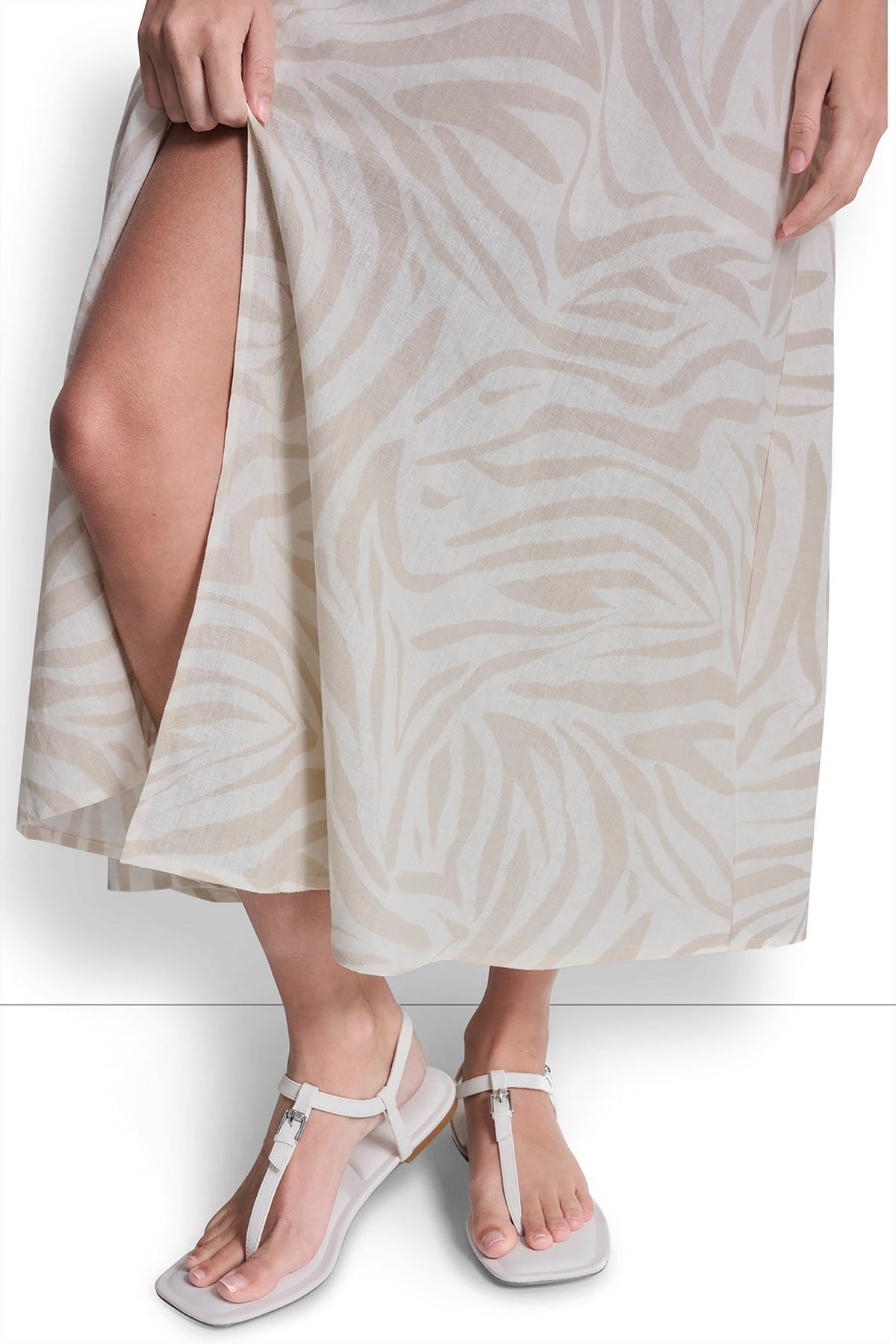 LINEN-BLEND TIE BACK MAXI DRESS VIEW 2