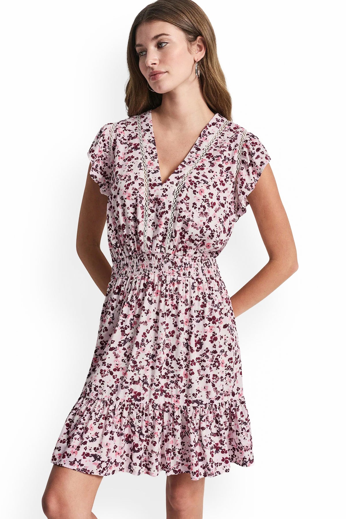 SMOCKED WAIST V-NECK DRESS View 1 | Dresses Under $100 SMOCKED WAIST V-NECK DRESS View 1 | Dresses Under $100