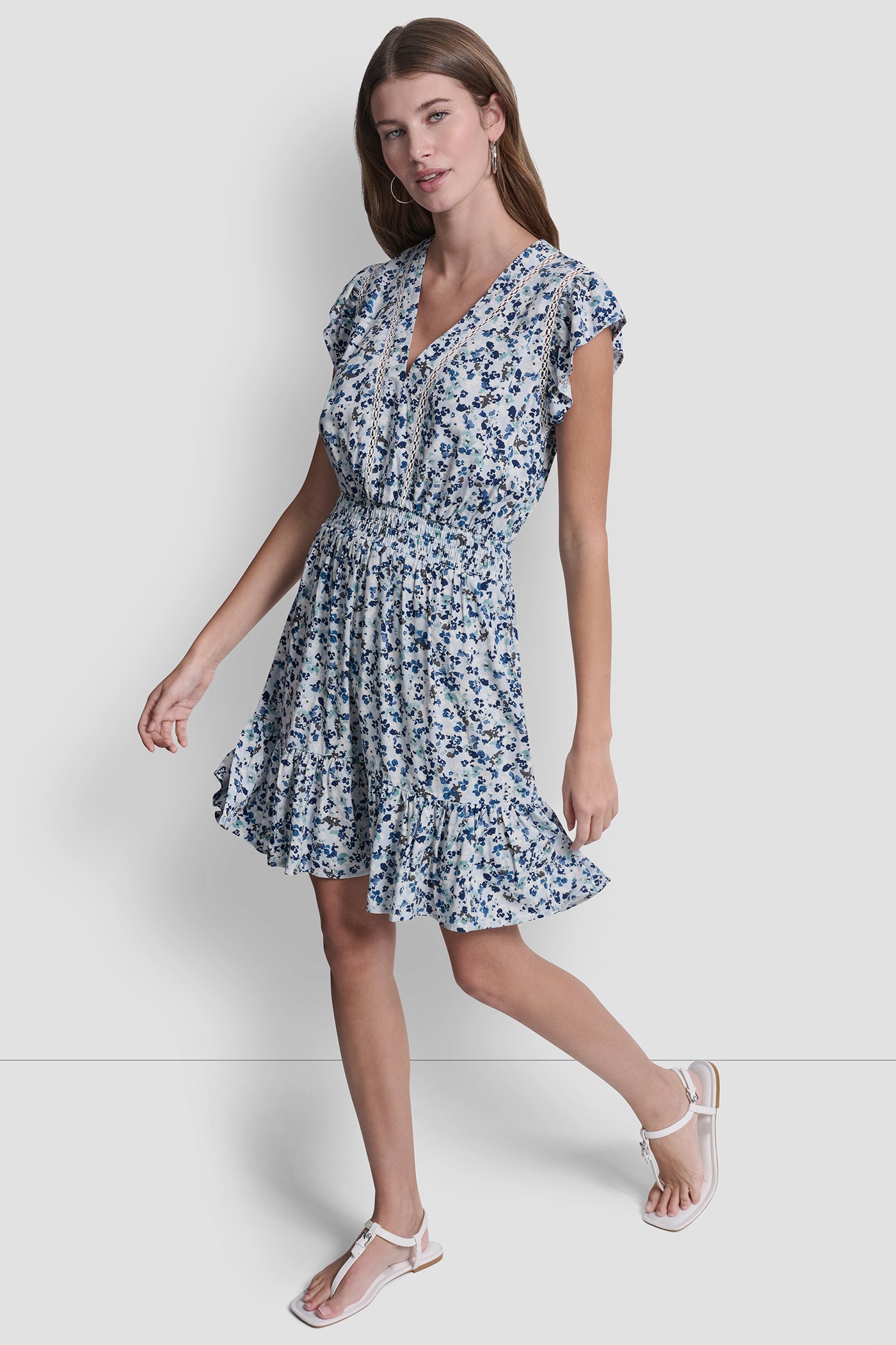 SMOCKED WAIST V-NECK DRESS VIEW 4 | Women's Clearance SMOCKED WAIST V-NECK DRESS VIEW 4 | Women's Clearance