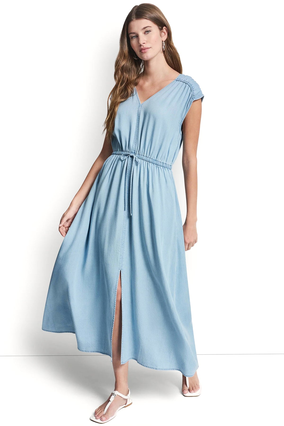 RUCHED V-NECK DRESS WITH TIE WAIST View 2 | Dresses Under $100 RUCHED V-NECK DRESS WITH TIE WAIST View 2 | Dresses Under $100