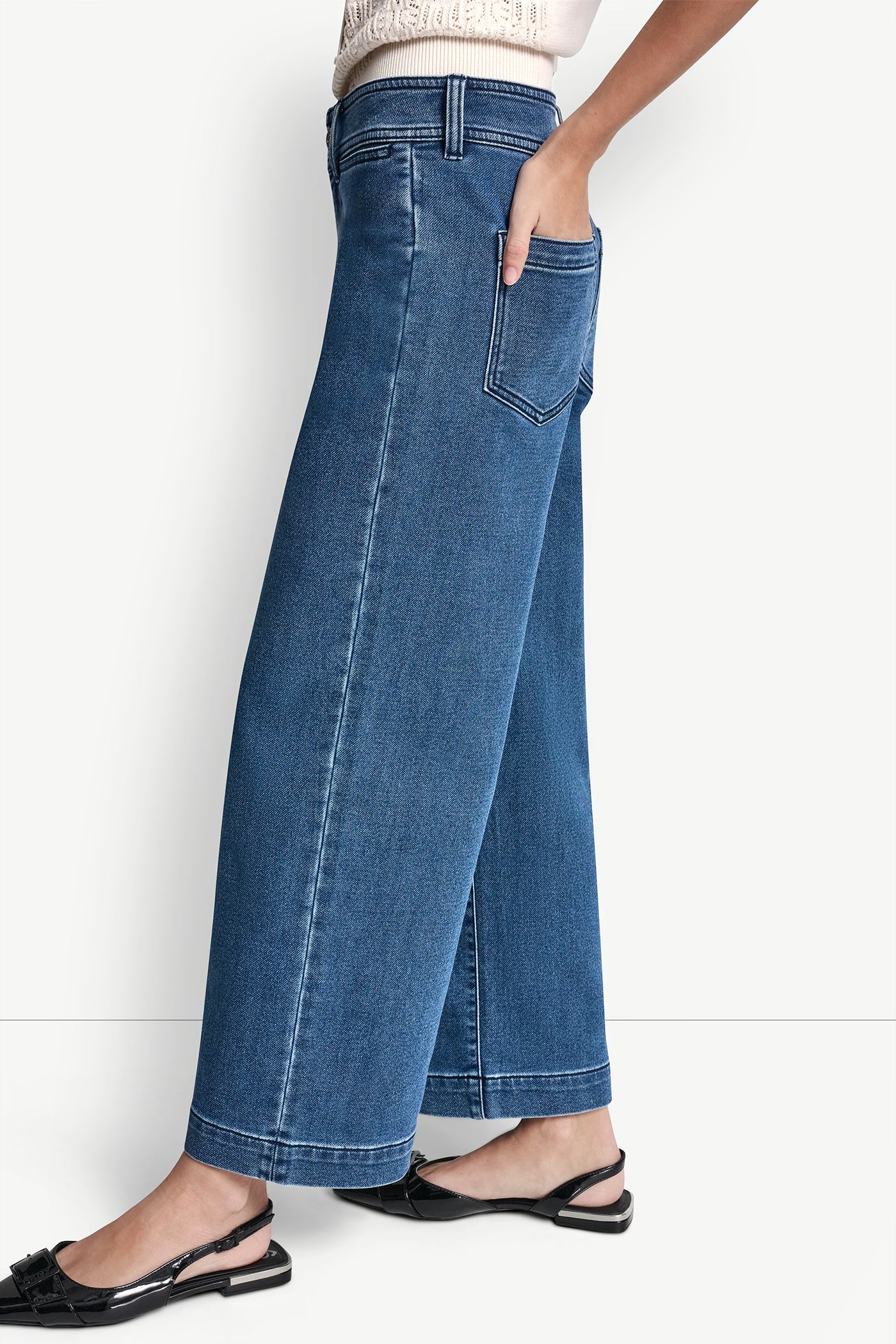 INDIGO TERRY CROPPED WIDE LEG VIEW 4 | Women's Clearance INDIGO TERRY CROPPED WIDE LEG VIEW 4 | Women's Clearance