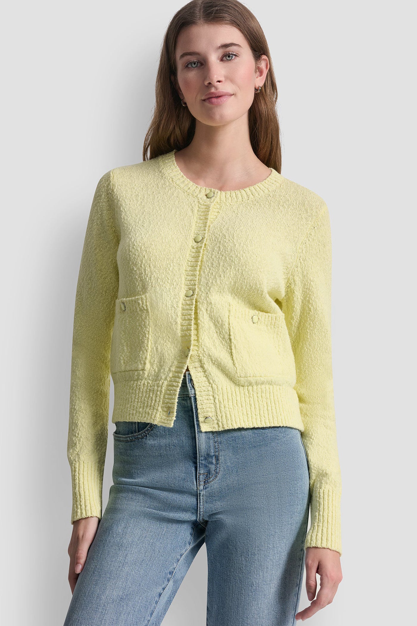 CREW NECK CARDIGAN WITH PATCH POCKETS View 2 | Women's Clearance CREW NECK CARDIGAN WITH PATCH POCKETS View 2 | Women's Clearance