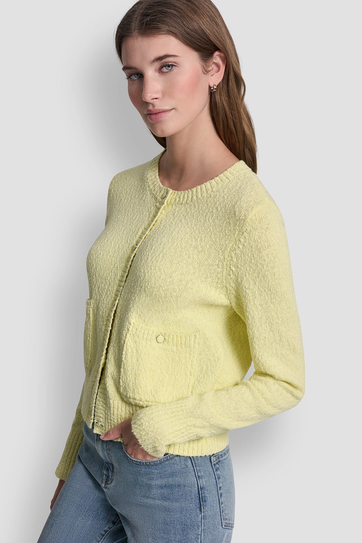 CREW NECK CARDIGAN WITH PATCH POCKETS VIEW 4 | Women's Clearance CREW NECK CARDIGAN WITH PATCH POCKETS VIEW 4 | Women's Clearance