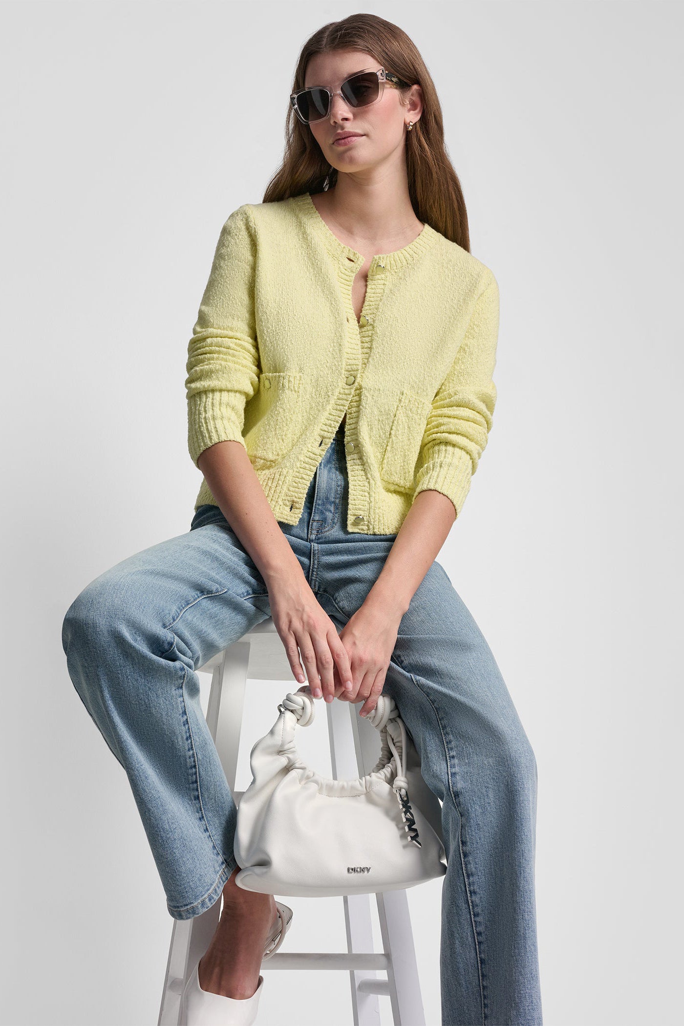 CREW NECK CARDIGAN WITH PATCH POCKETS View 1 | Women's Clearance CREW NECK CARDIGAN WITH PATCH POCKETS View 1 | Women's Clearance