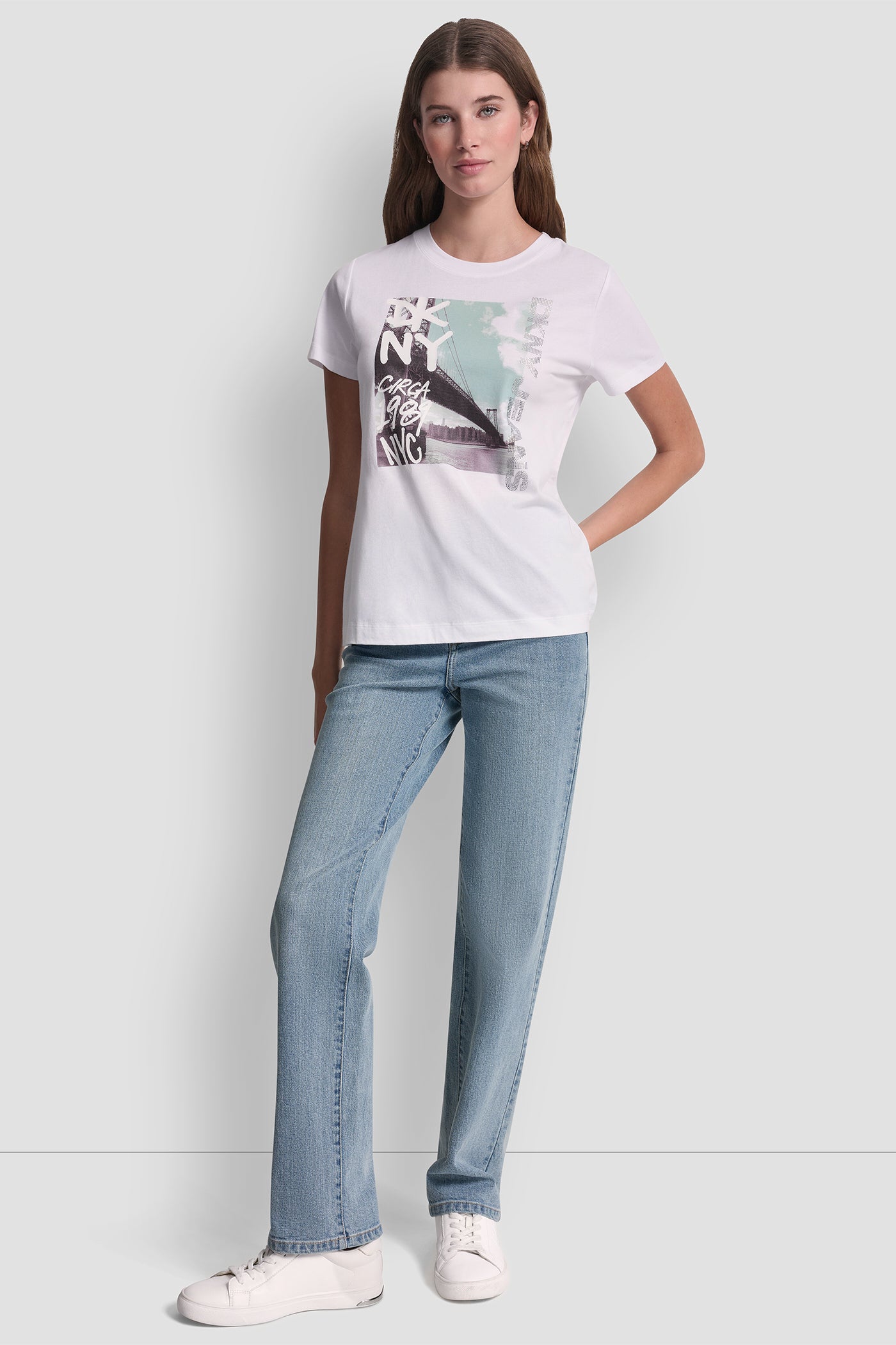 DKNY RHINESTONE GRAFITI TEE View 2 | Gifts Under $100 DKNY RHINESTONE GRAFITI TEE View 2 | Gifts Under $100