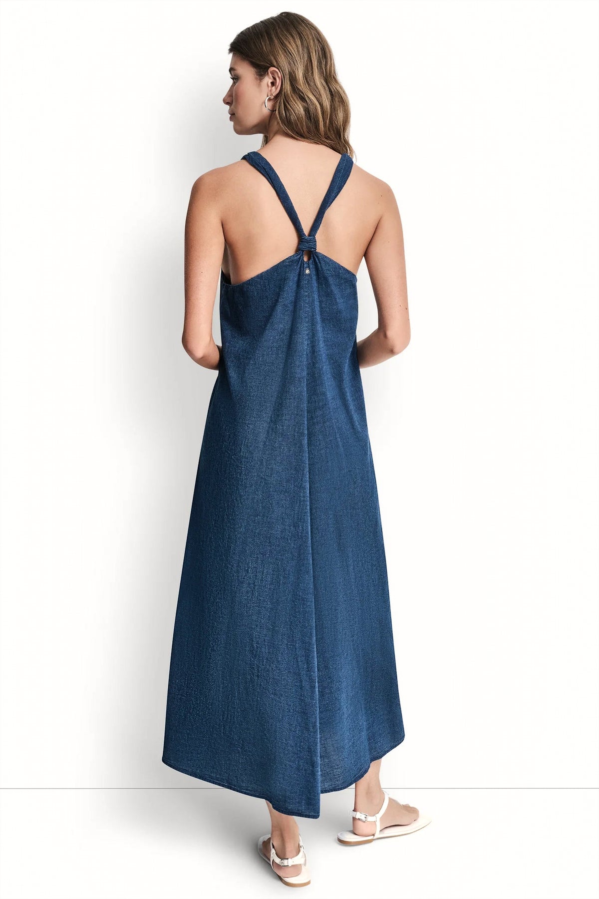 KNOTTED STRAP V-NECK MAXI DRESS VIEW 2