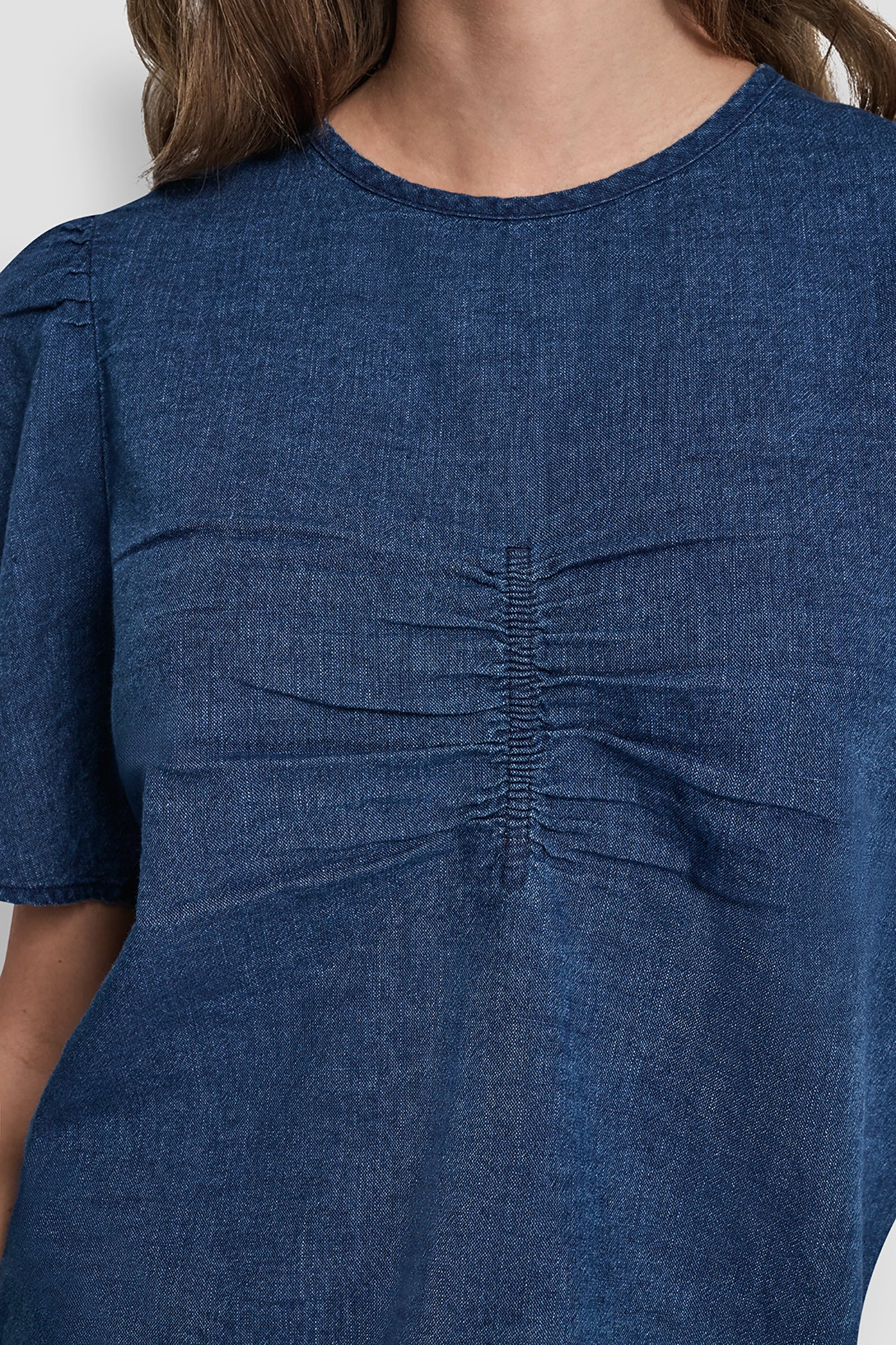 PUFF SLEEVE RUCHED FRONT SHIRT VIEW 2