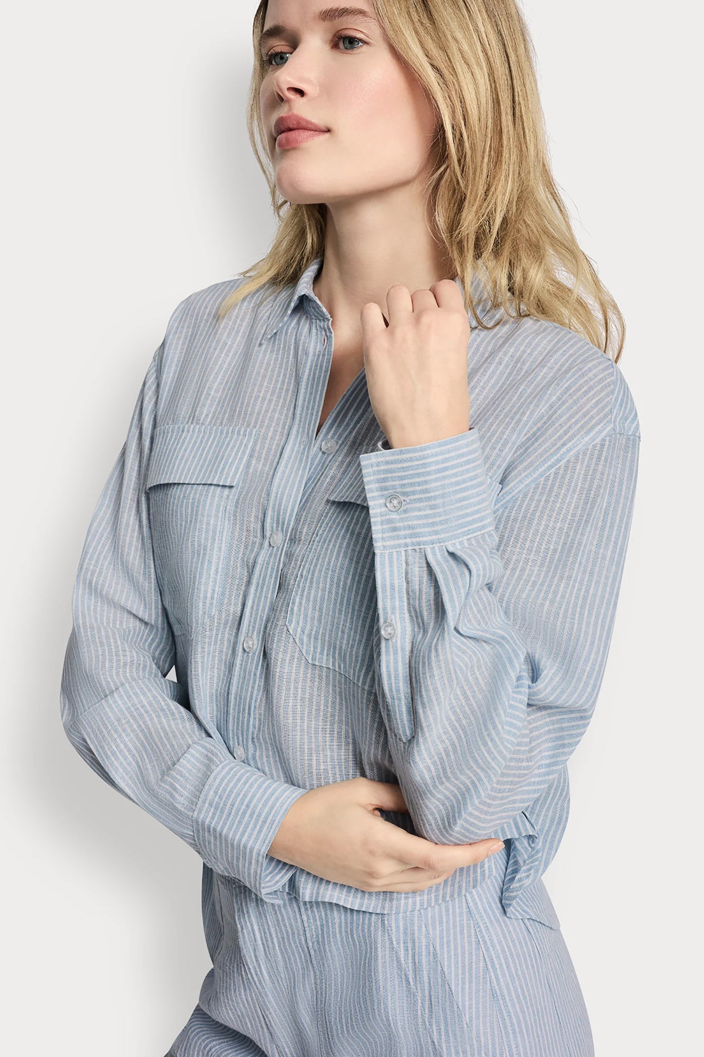 LINEN-BLEND BUTTON-FRONT SHIRT VIEW 5 | Women's Clearance LINEN-BLEND BUTTON-FRONT SHIRT VIEW 5 | Women's Clearance