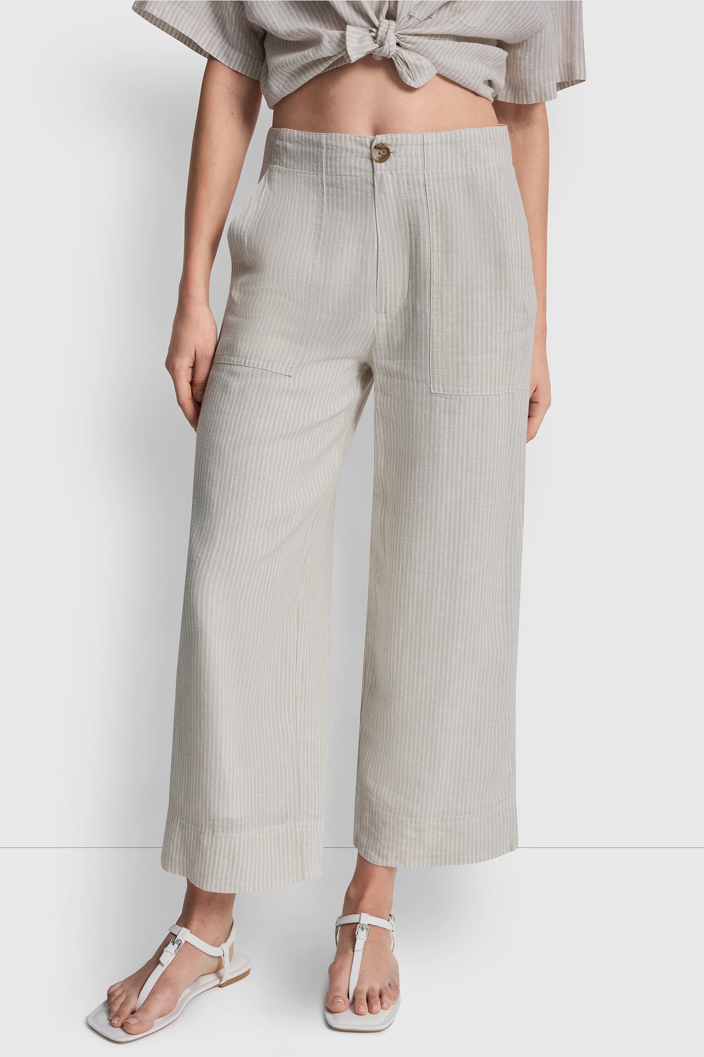 Cropped Wide Leg Linen Blend Pants | Wide Leg | DKNY