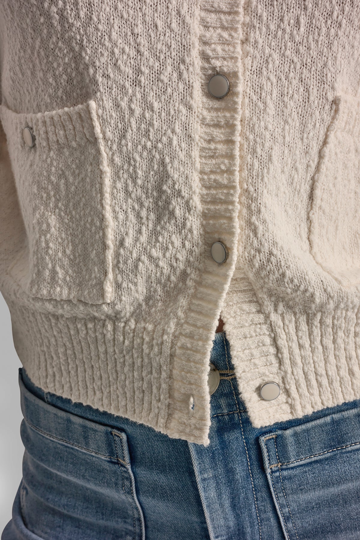 CREW NECK CARDIGAN WITH PATCH POCKETS VIEW 2