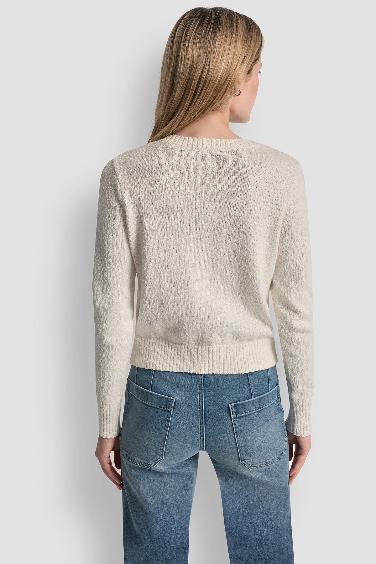 CREW NECK CARDIGAN WITH PATCH POCKETS VIEW 2