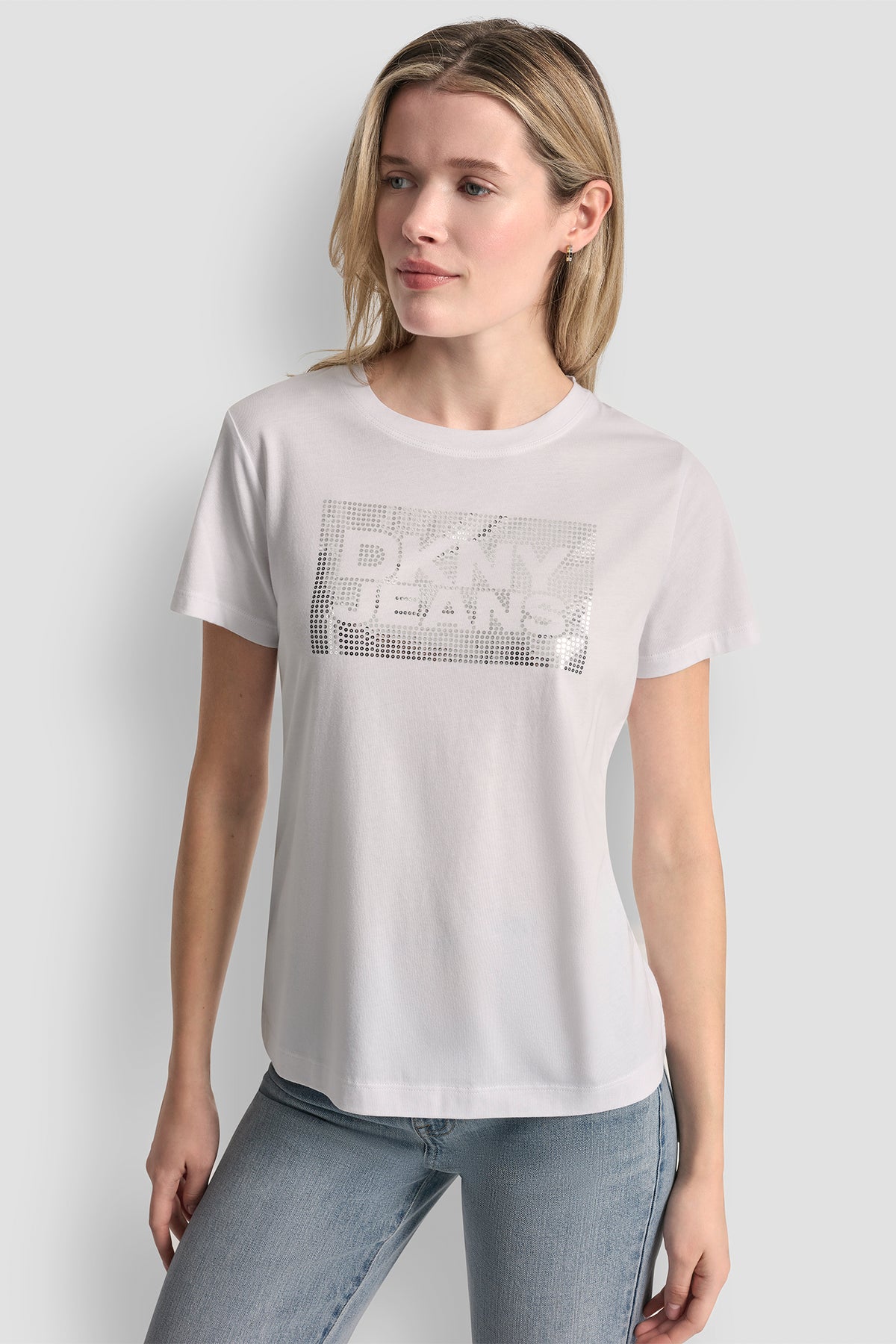 Dkny Jeans Stack Logo Rhinestone Tee | Tee | DKNY