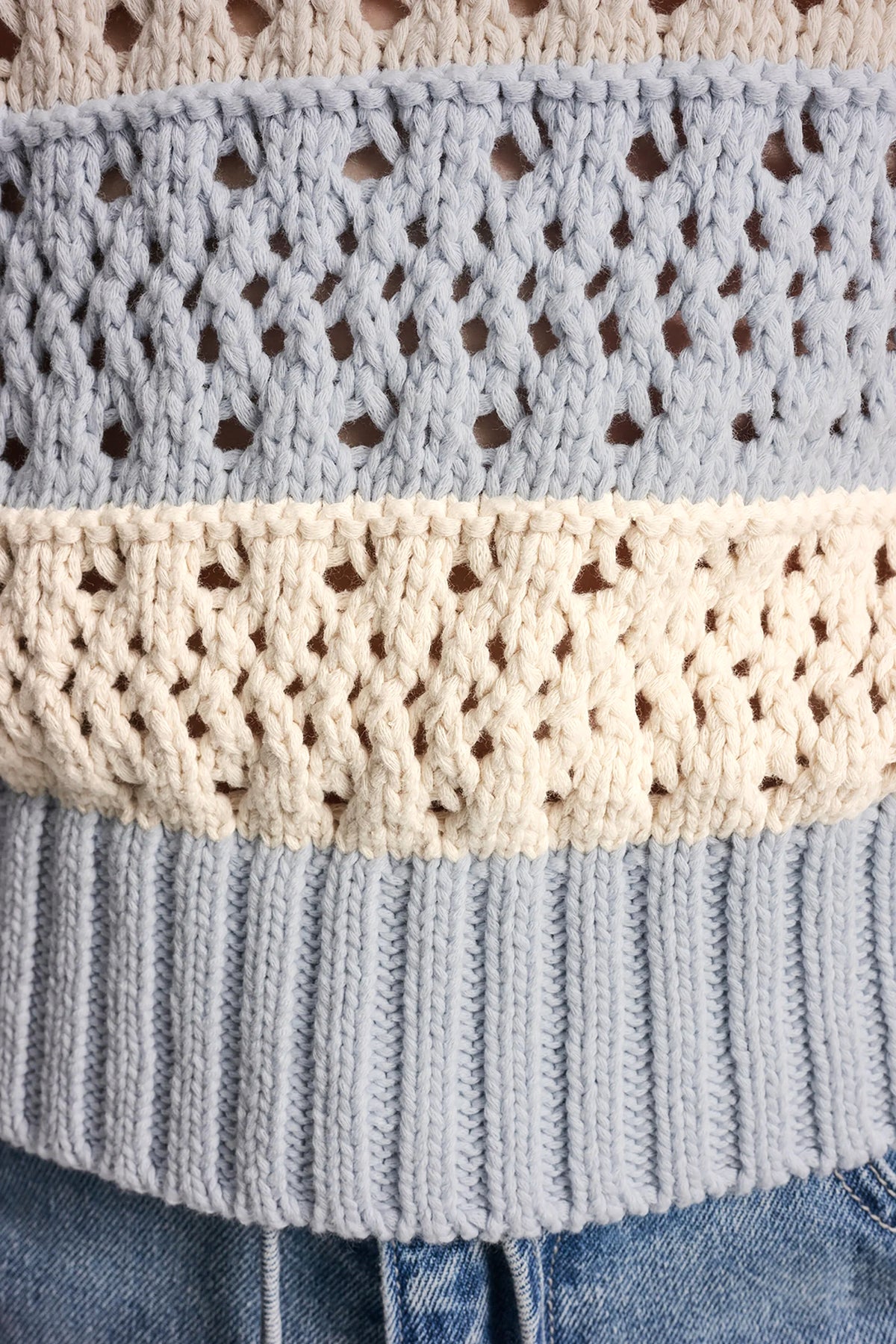 STRIPED POINTELLE STITCH SWEATER VIEW 2