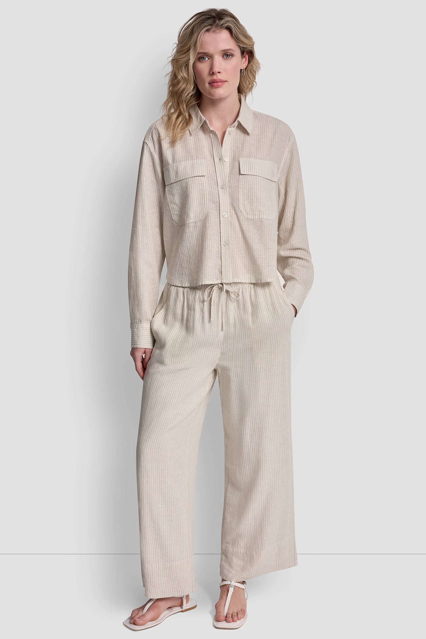 LINEN-BLEND BUTTON FRONT SHIRT View 2 | Women's Clearance LINEN-BLEND BUTTON FRONT SHIRT View 2 | Women's Clearance