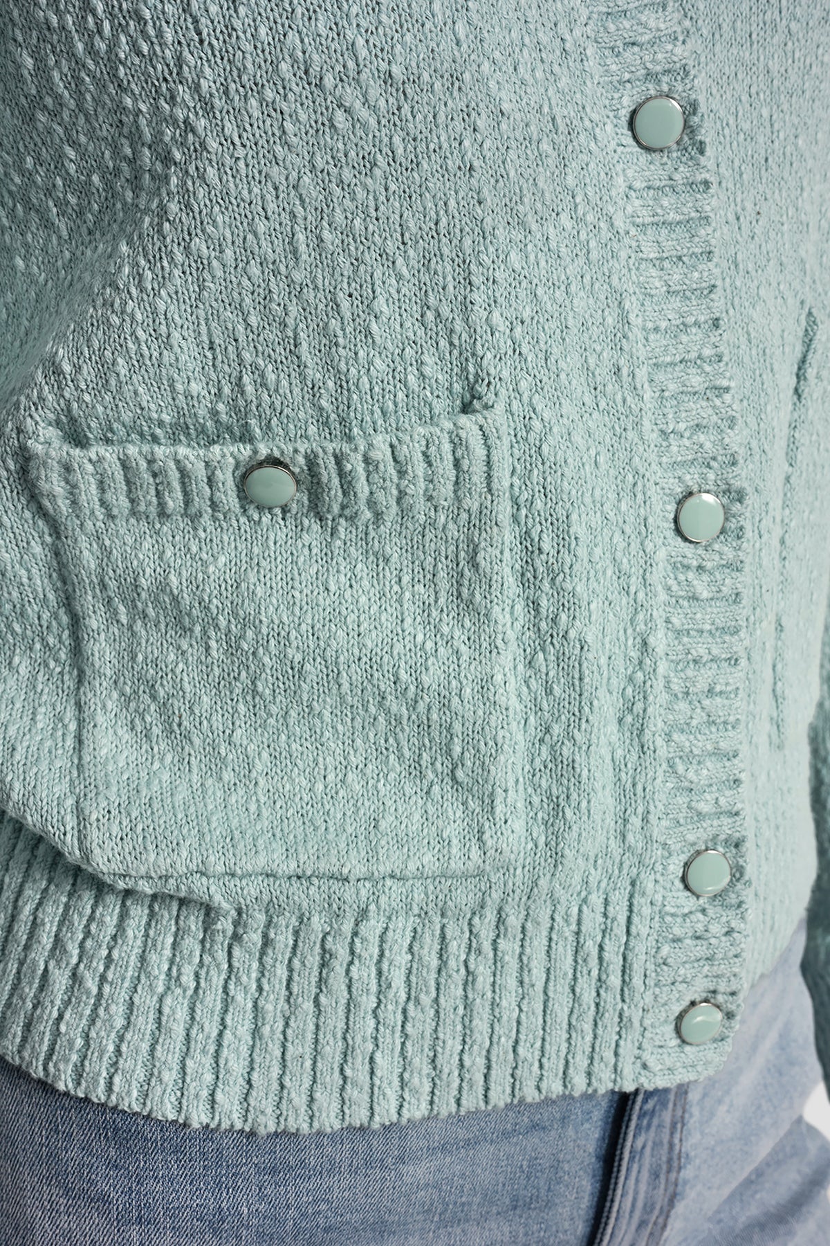 CREW NECK CARDIGAN WITH PATCH POCKETS VIEW 2