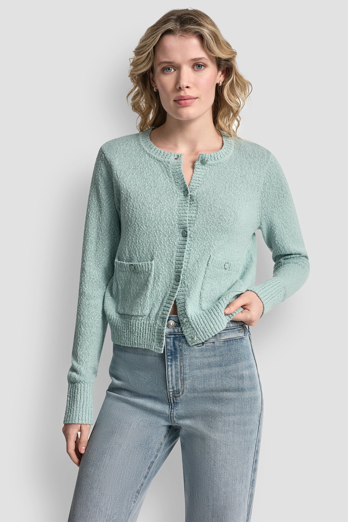 CREW NECK CARDIGAN WITH PATCH POCKETS View 1 | Women's Clearance CREW NECK CARDIGAN WITH PATCH POCKETS View 1 | Women's Clearance