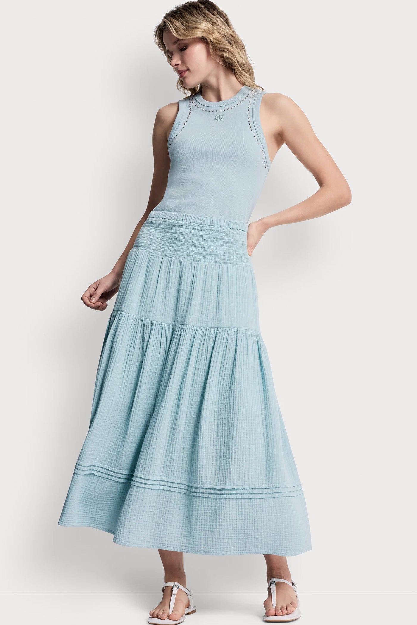 SMOCKED WAIST MAXI TIERED SKIRT View 1 | Skirts SMOCKED WAIST MAXI TIERED SKIRT View 1 | Skirts