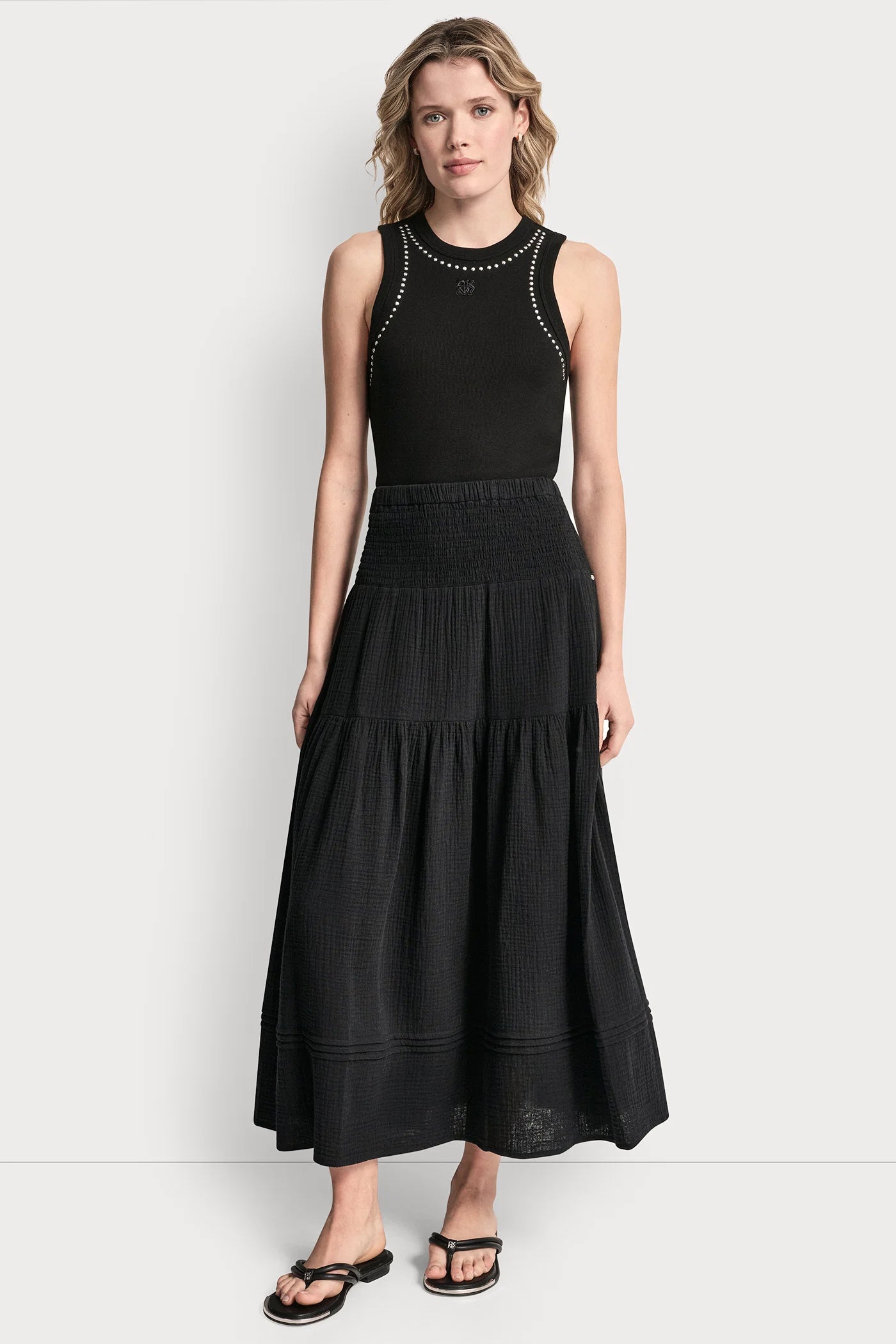 SMOCKED WAIST MAXI TIERED SKIRT View 2 | Skirts SMOCKED WAIST MAXI TIERED SKIRT View 2 | Skirts