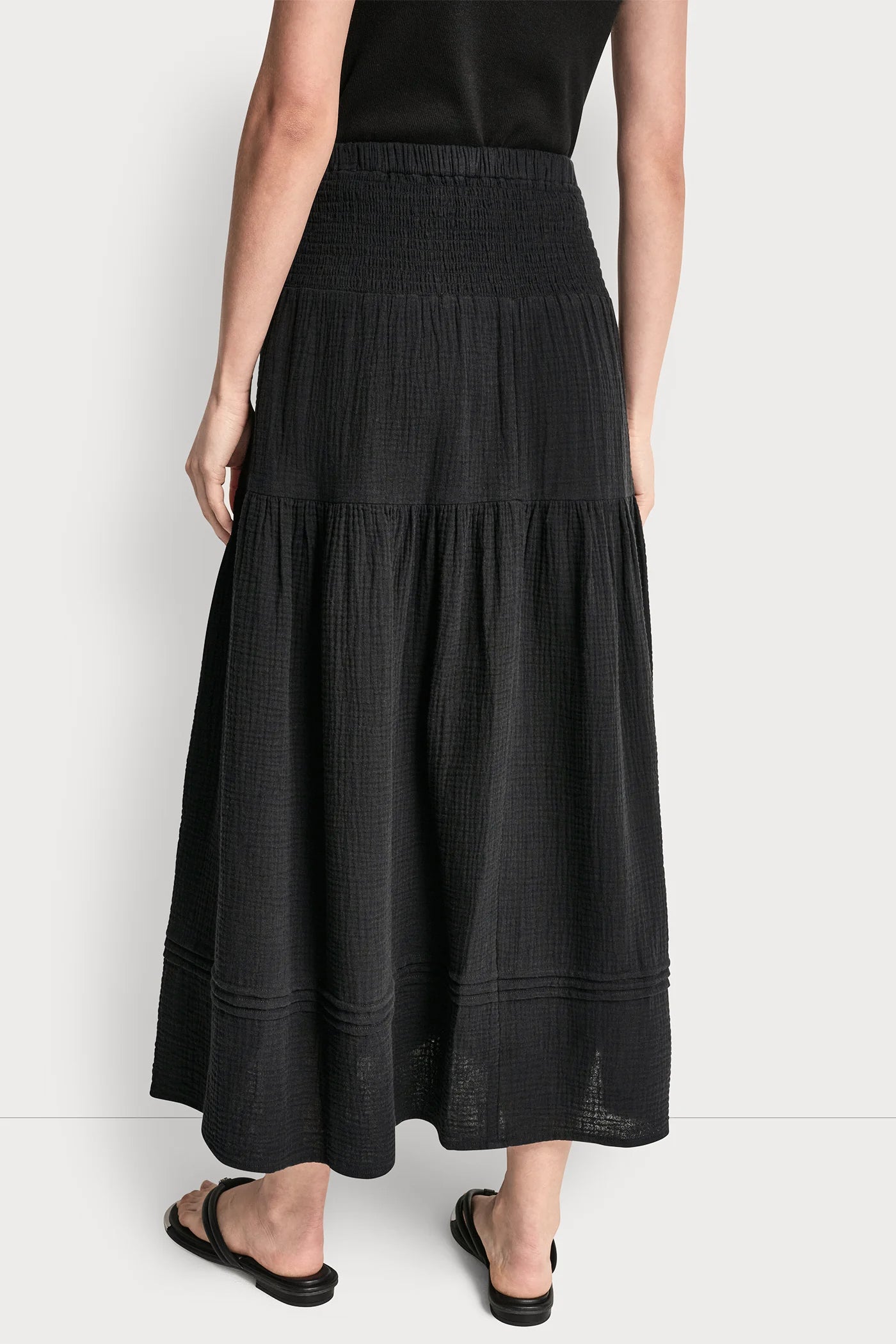 SMOCKED WAIST MAXI TIERED SKIRT VIEW 4 | Gifts Under $100 SMOCKED WAIST MAXI TIERED SKIRT VIEW 4 | Gifts Under $100