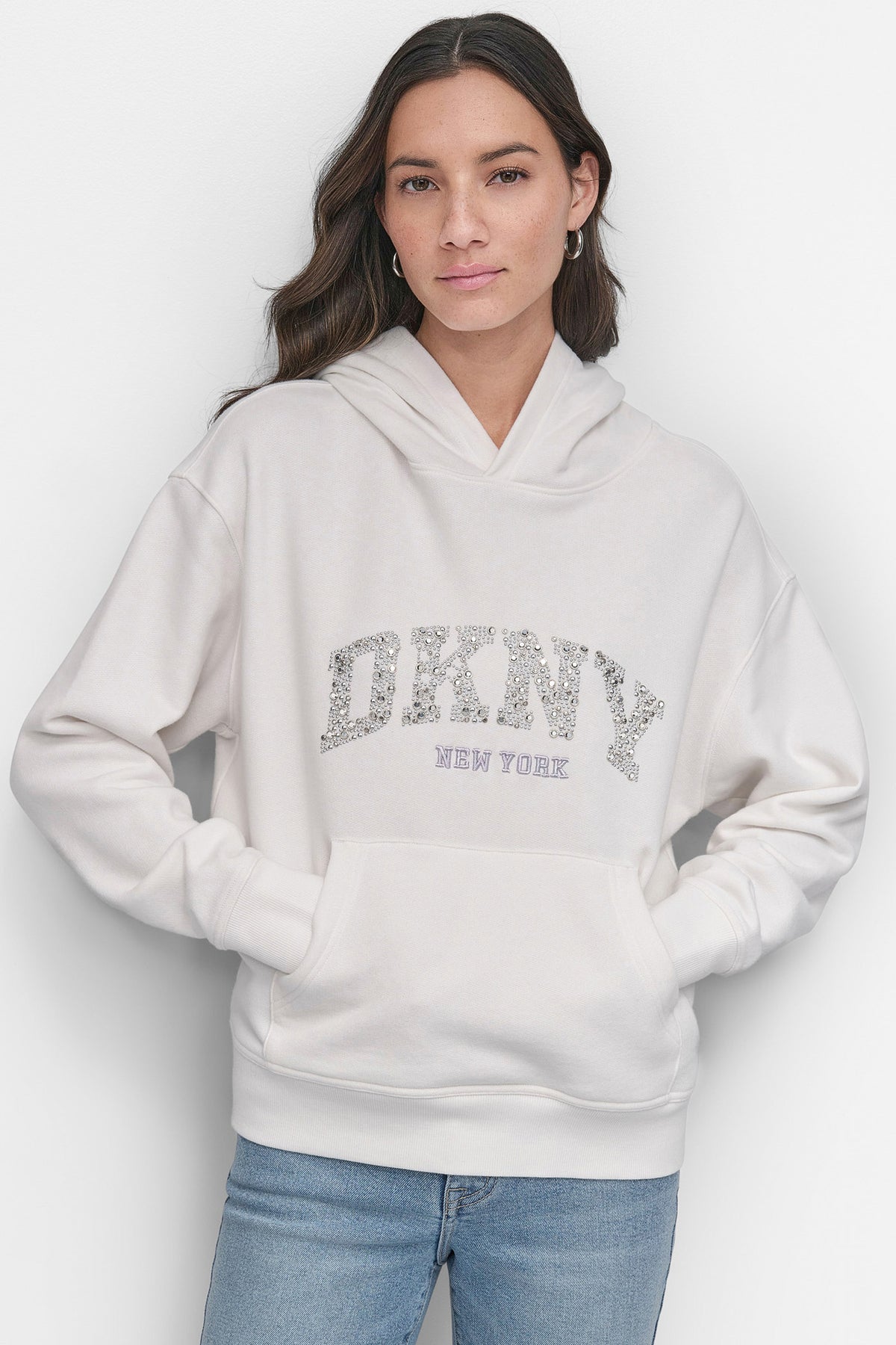 Hoodie Dkny White Jumper Dkny Womens Light Hoodie Slub Waffle Knit