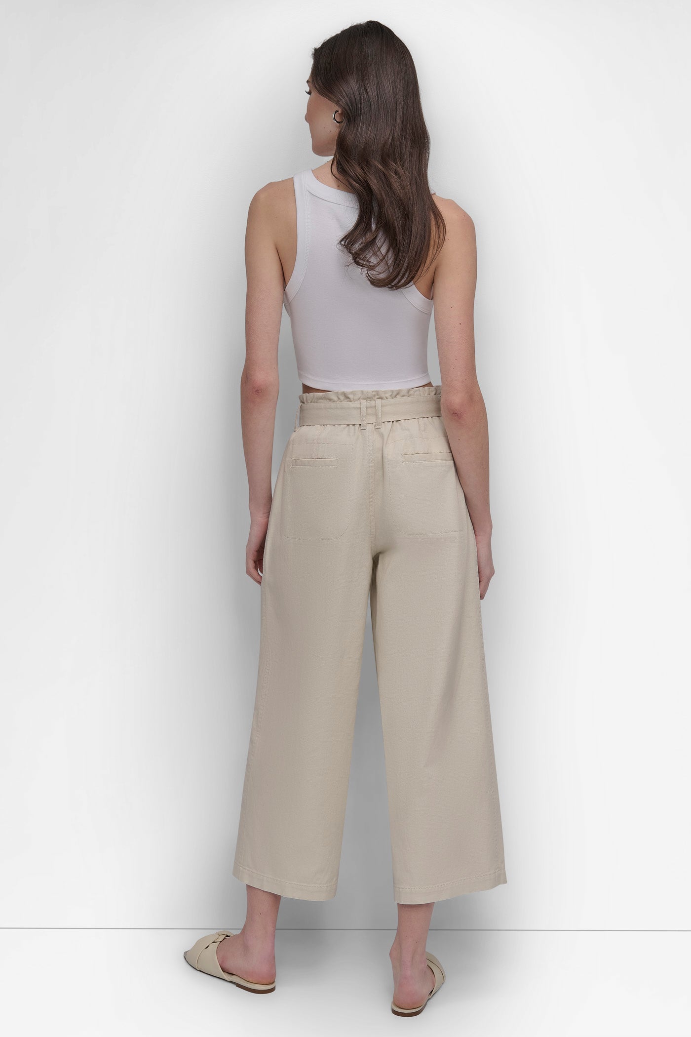 HIGH WAIST PAPER BAG PANT WITH SELF BELT VIEW 6 HIGH WAIST PAPER BAG PANT WITH SELF BELT VIEW 6