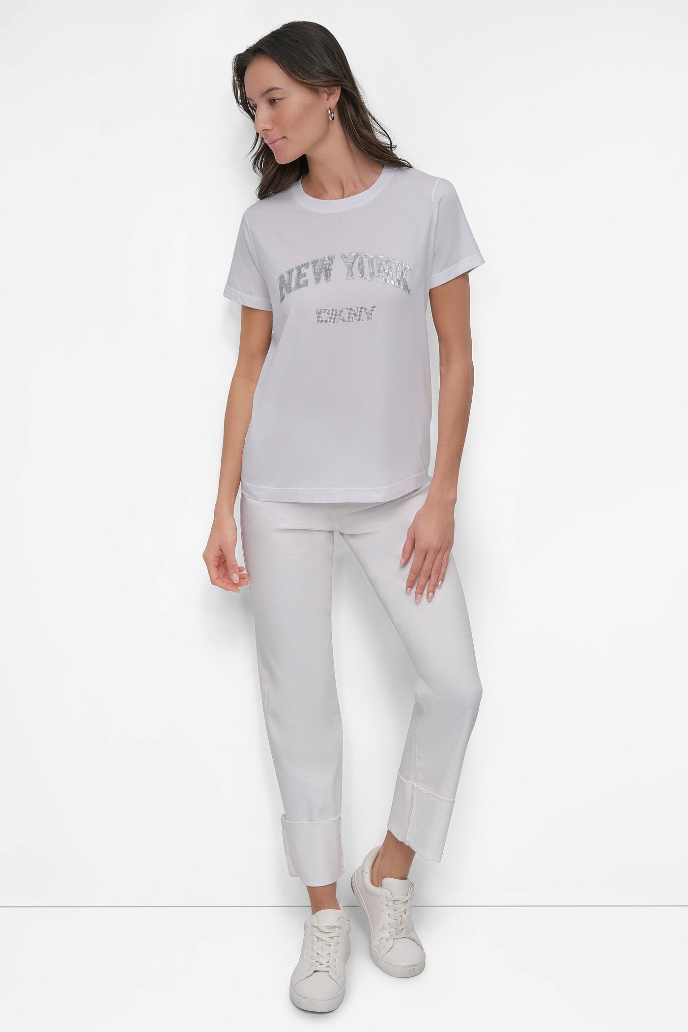 DKNY RHINESTONE STUD LOGO TEE VIEW 5 | Gifts Under $100 DKNY RHINESTONE STUD LOGO TEE VIEW 5 | Gifts Under $100