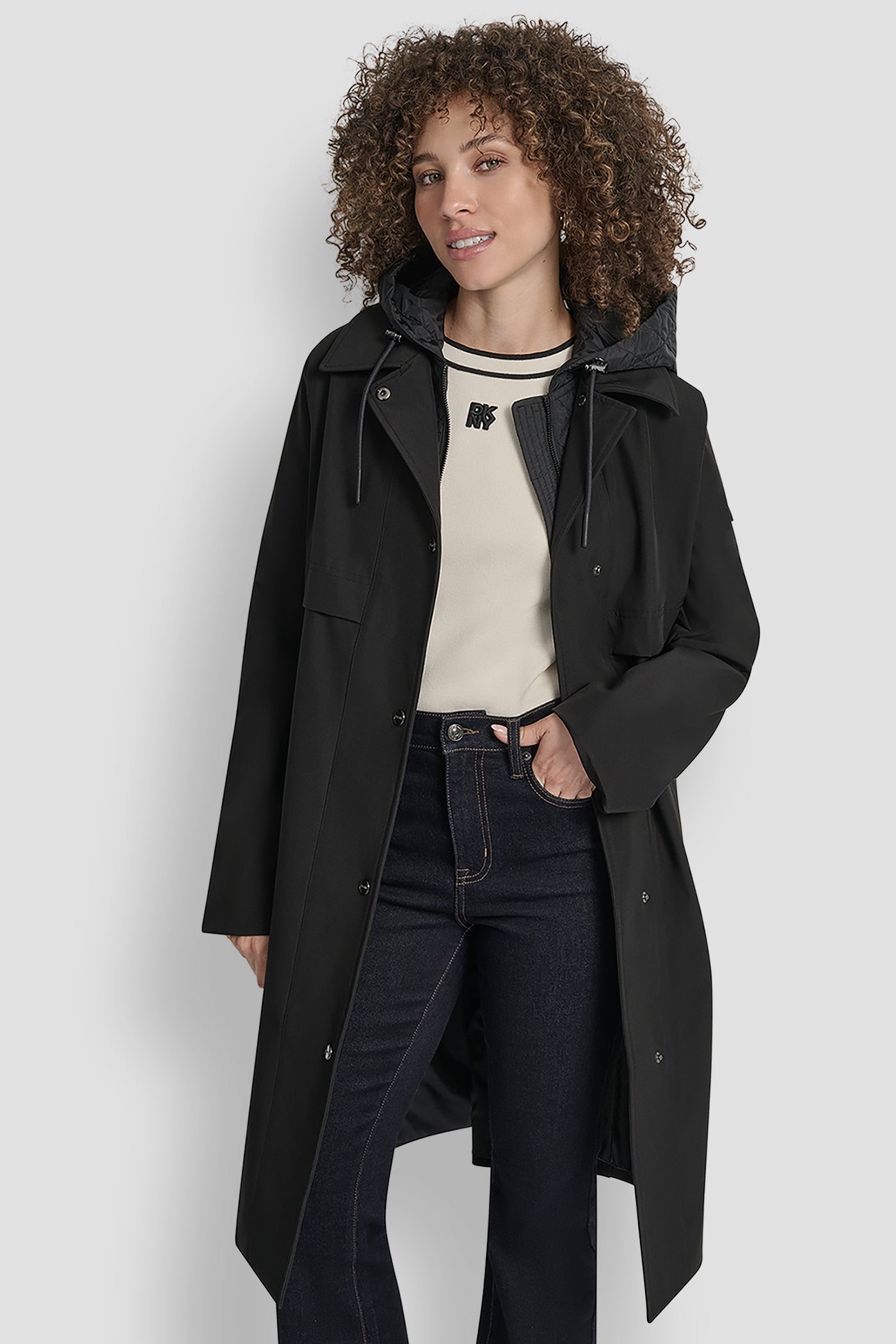 LONG FLEXTECH COAT WITH QUILTED BIB VIEW 9 | New Arrivals LONG FLEXTECH COAT WITH QUILTED BIB VIEW 9 | New Arrivals