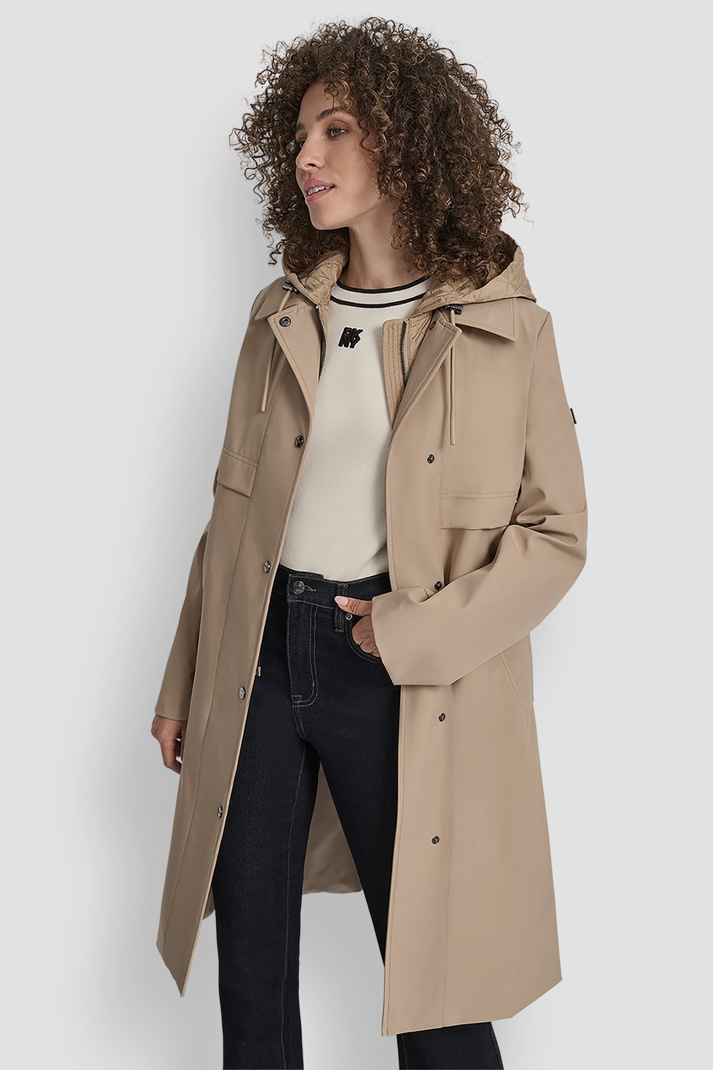 LONG FLEXTECH COAT WITH QUILTED BIB VIEW 4 | New Arrivals LONG FLEXTECH COAT WITH QUILTED BIB VIEW 4 | New Arrivals