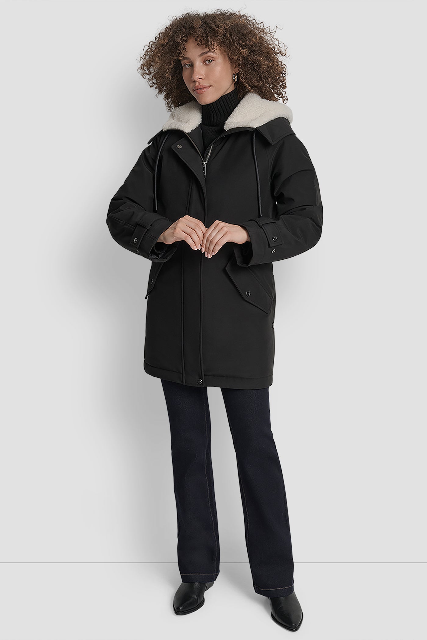 MID LENGTH FLEXTECH COAT WITH FUR HOOD VIEW 8 | Cold Weather Coats MID LENGTH FLEXTECH COAT WITH FUR HOOD VIEW 8 | Cold Weather Coats
